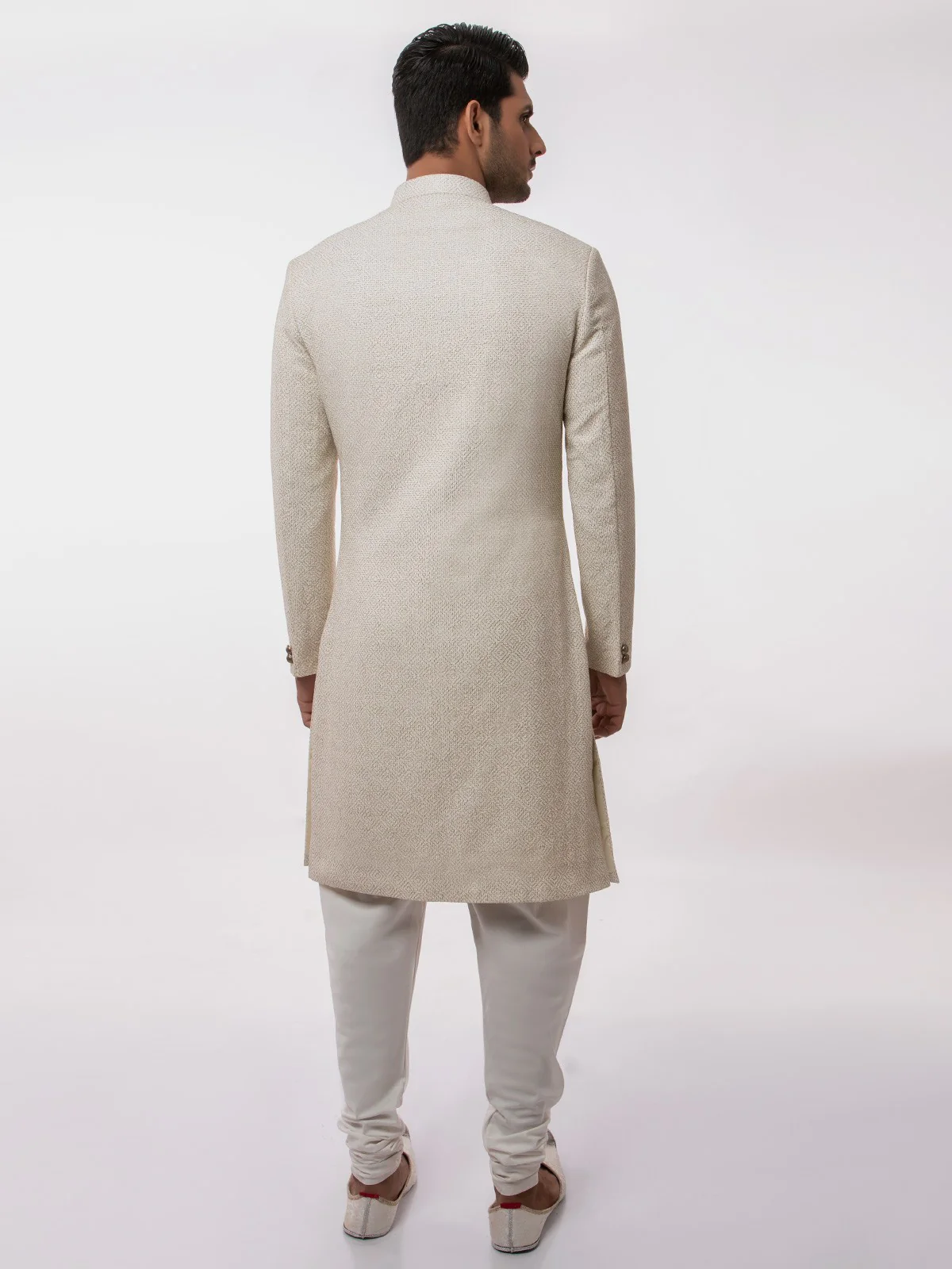 Men's Cream Sherwani - EMTS19-7157 - Image 4