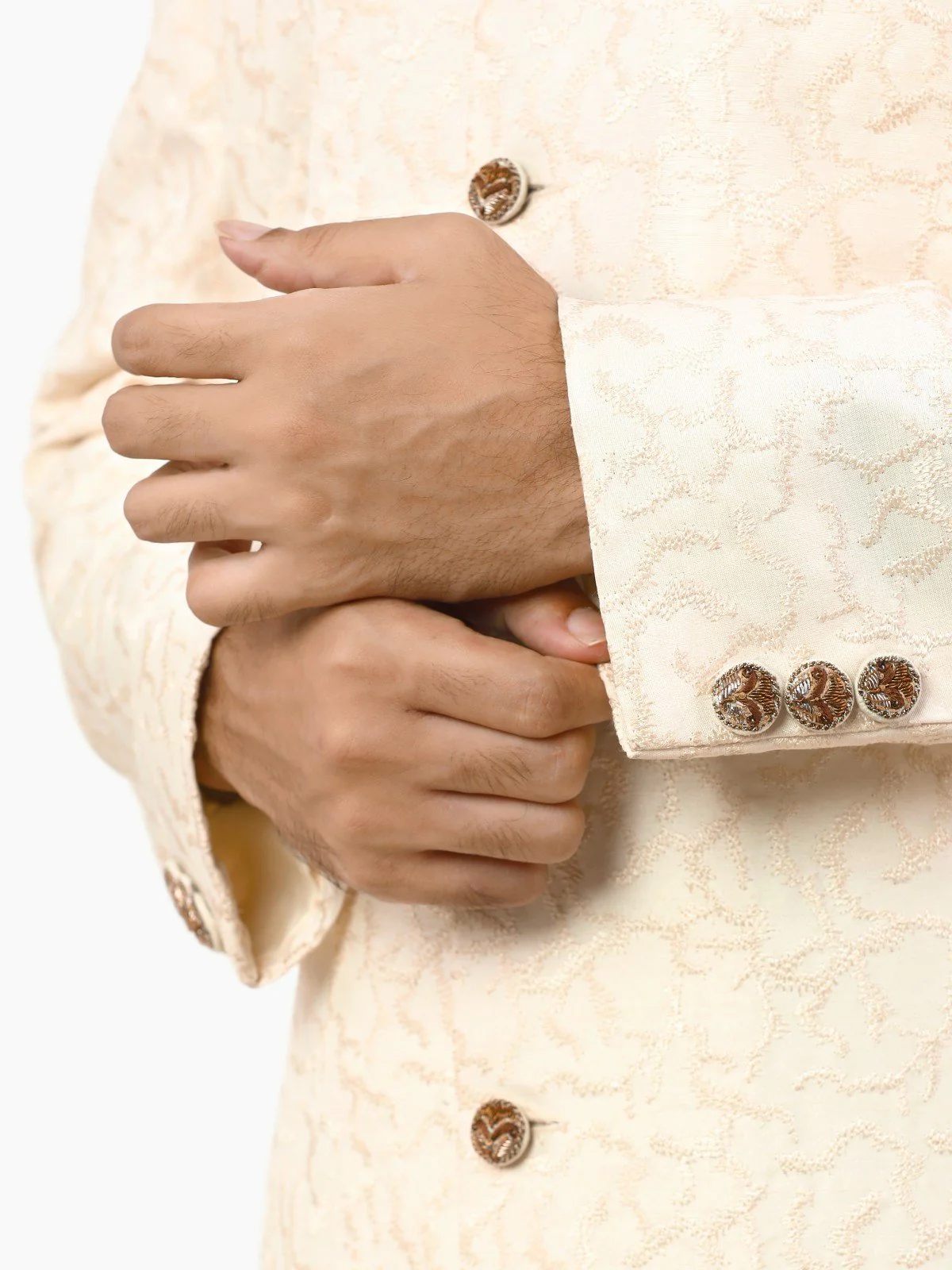 Men's Cream Sherwani - EMTS22-7217 - Image 4