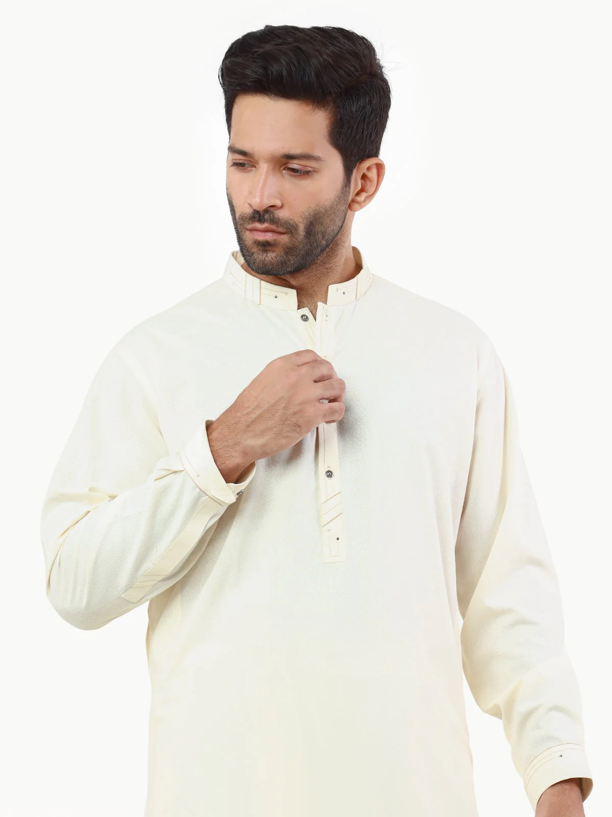 Men's Cream Shalwar Kameez - EMTSW22S-99246 - Image 2