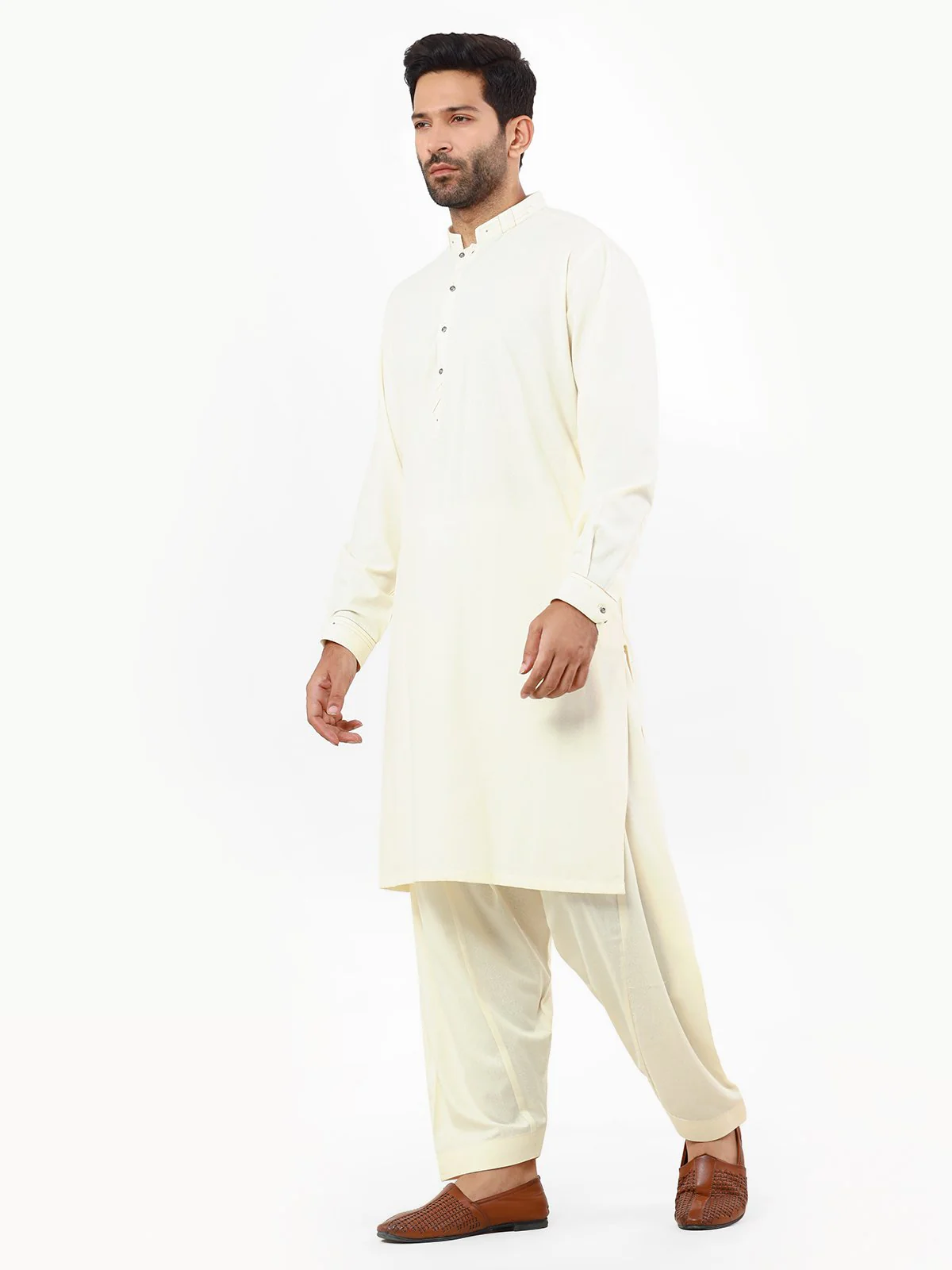 Men's Cream Shalwar Kameez - EMTSW22S-99246 - Image 3