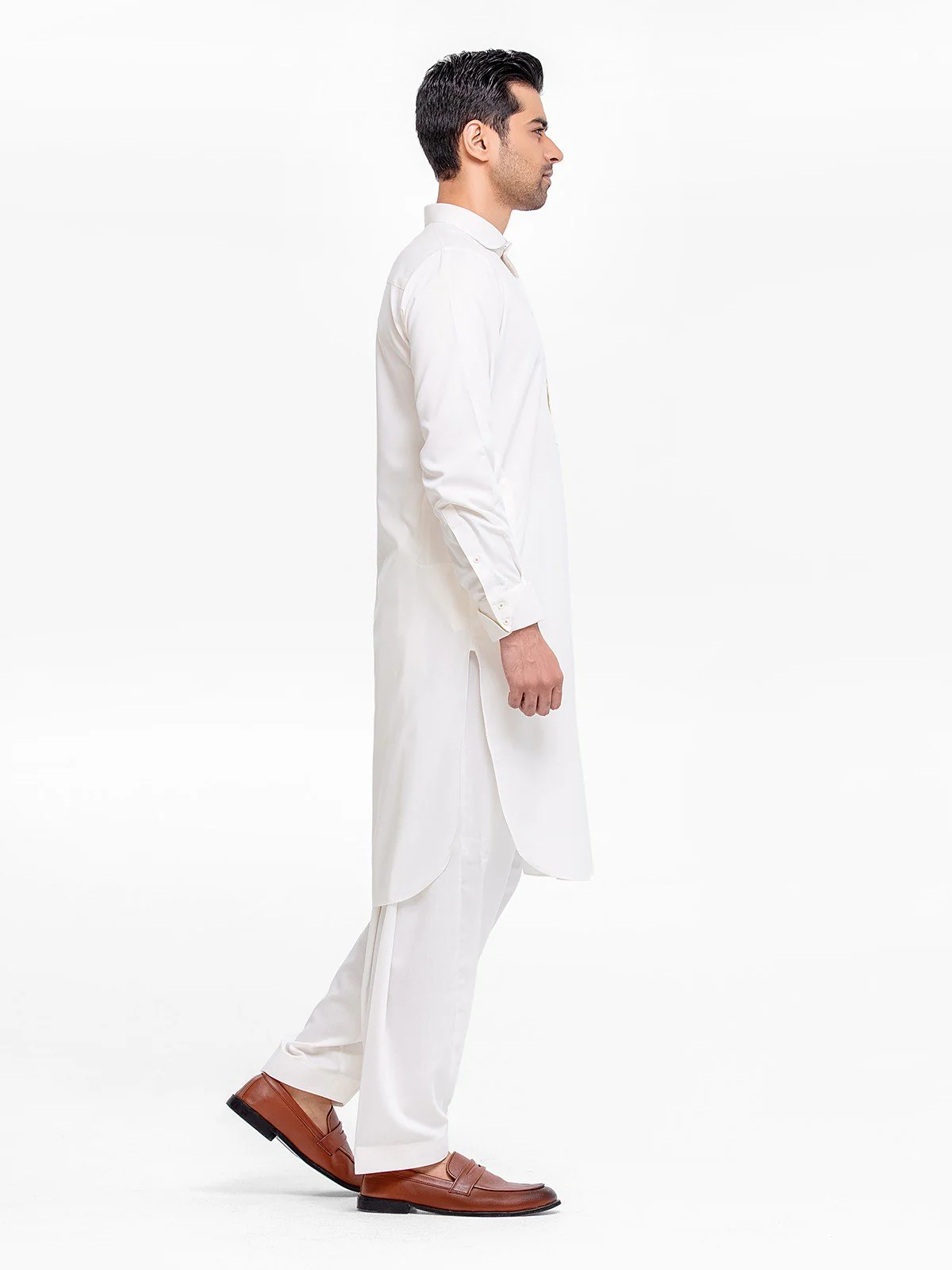 Men's Cream Shalwar Kameez - EMTSWP23-99366 - Image 3