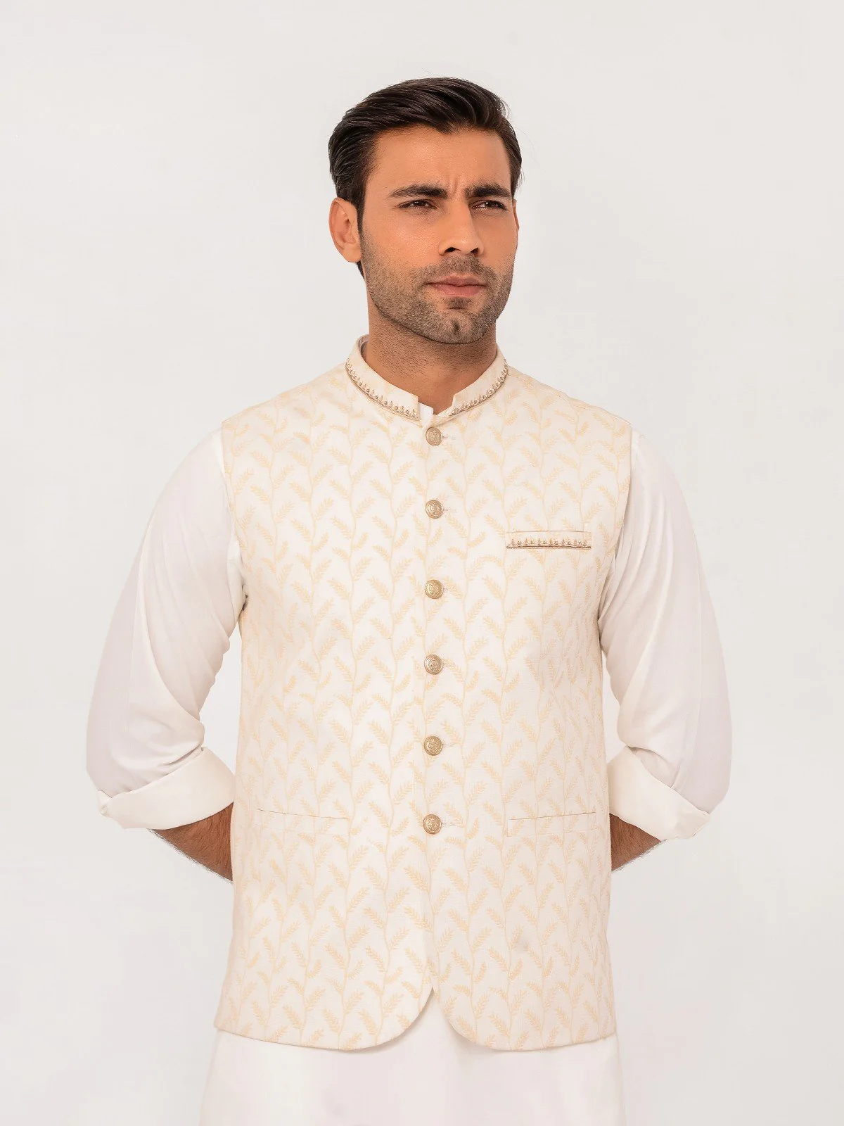 Men's Cream Waist Coat Ceremonial - EMTWCC23-153 - Image 2
