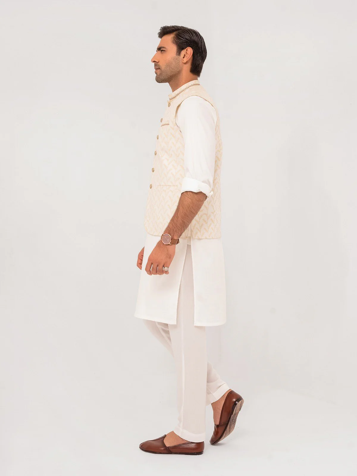 Men's Cream Waist Coat Ceremonial - EMTWCC23-153 - Image 3