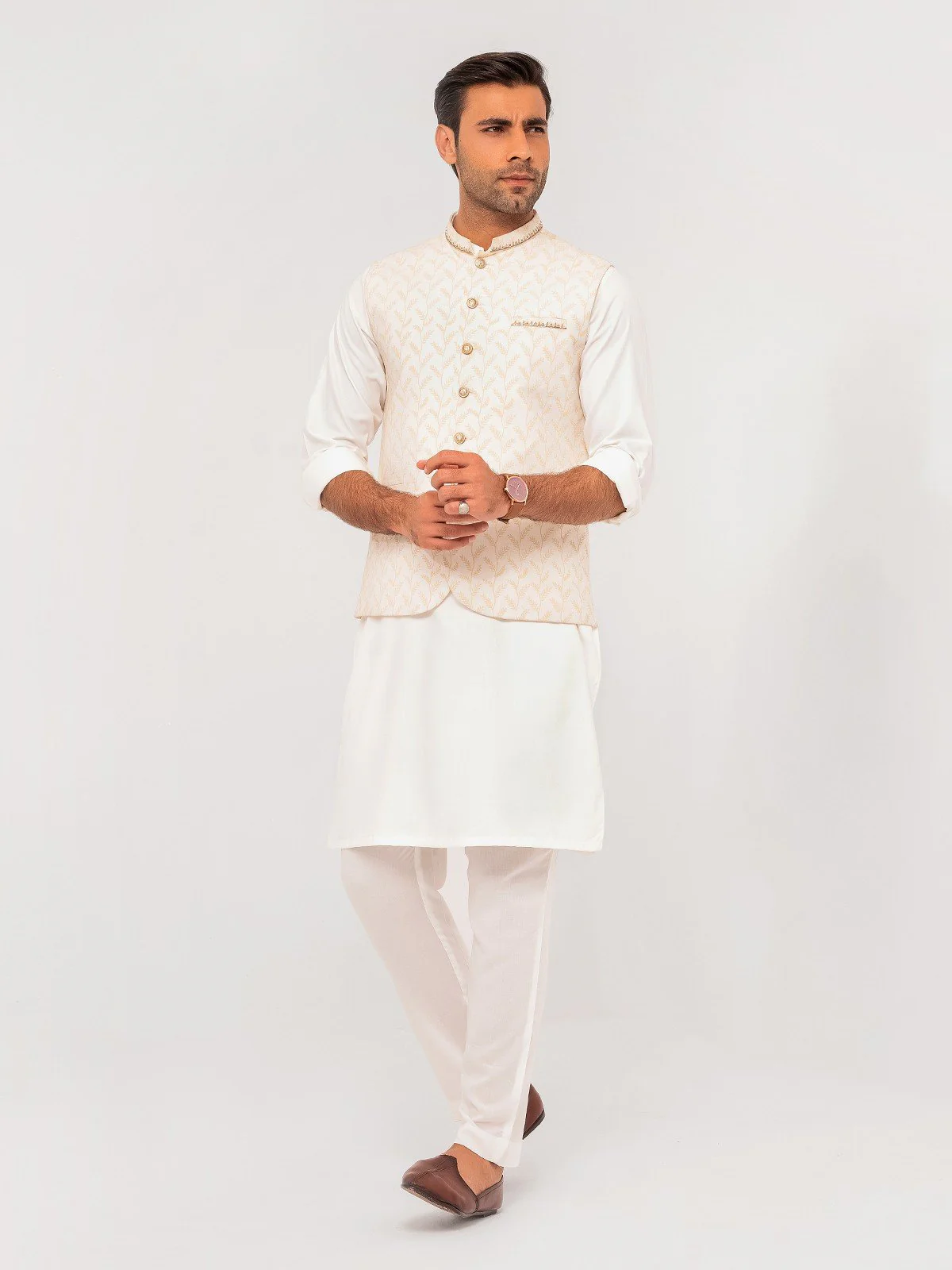 Men's Cream Waist Coat Ceremonial - EMTWCC23-153 - Image 4