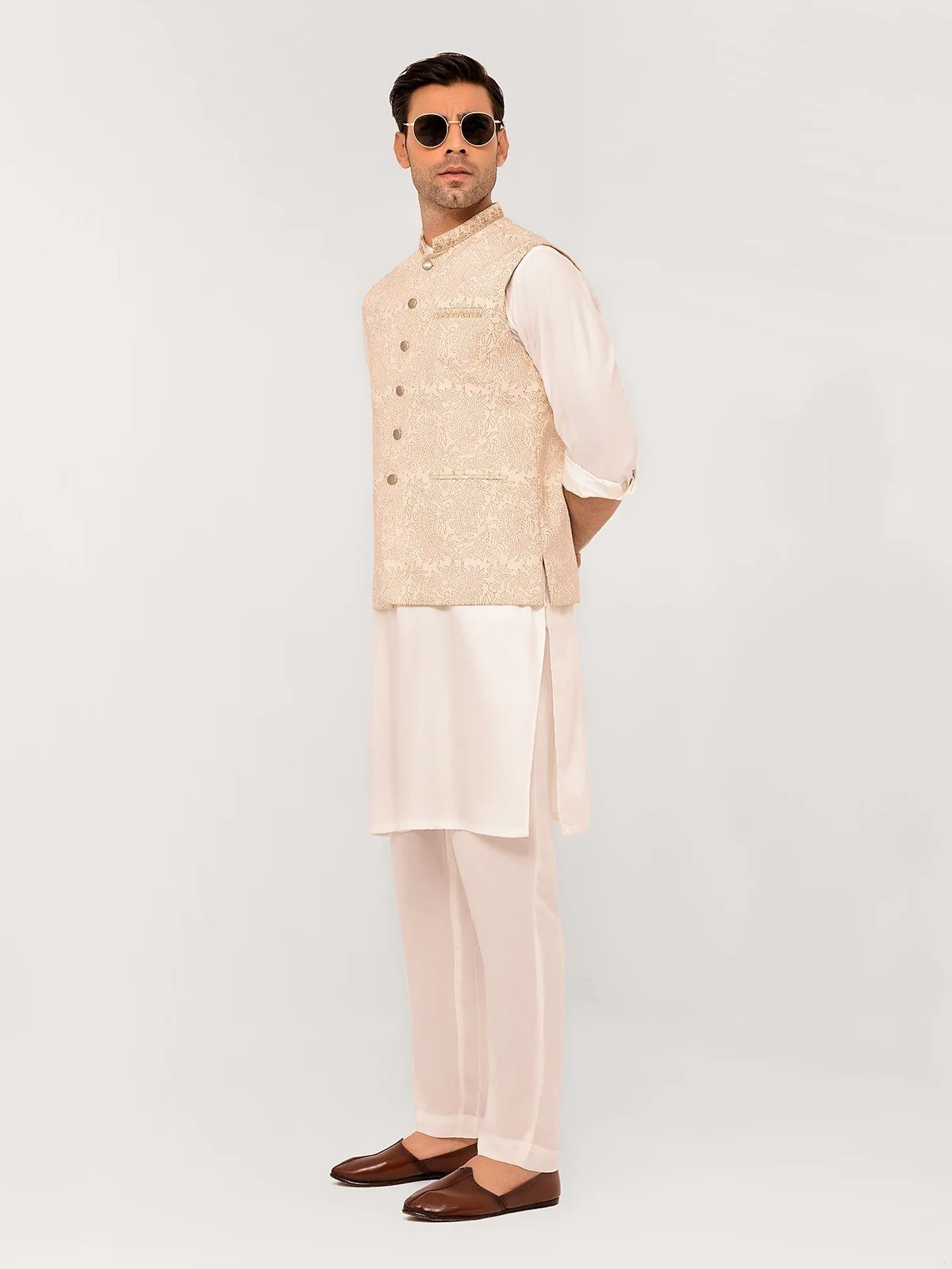 Men's Cream Waist Coat Ceremonial - EMTWCC23-154 - Image 4