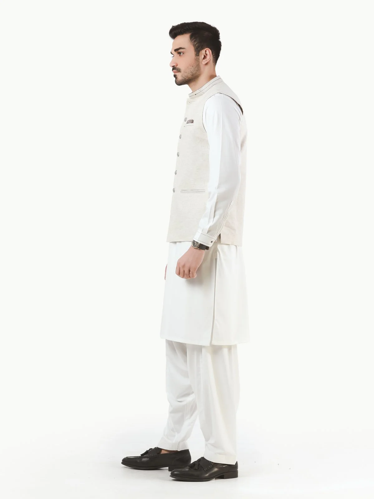 Men's Cream Waist Coat - EMTWC22-35788 - Image 3