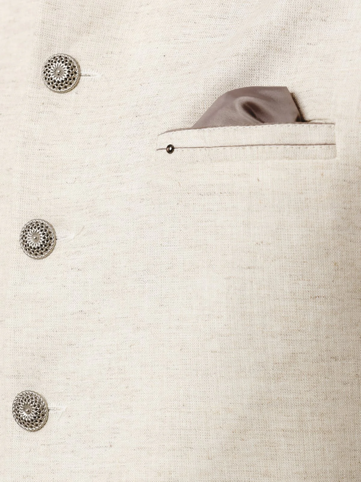 Men's Cream Waist Coat - EMTWC22-35788 - Image 4
