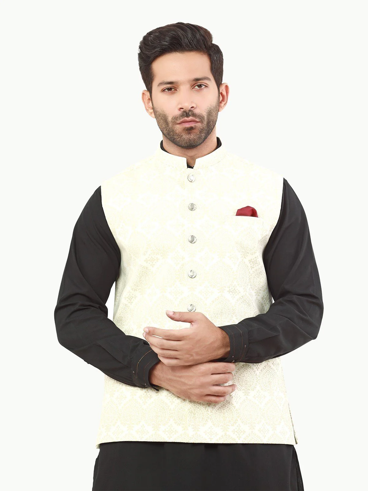 Men's Cream Waist Coat - EMTWC22-35804 - Image 2