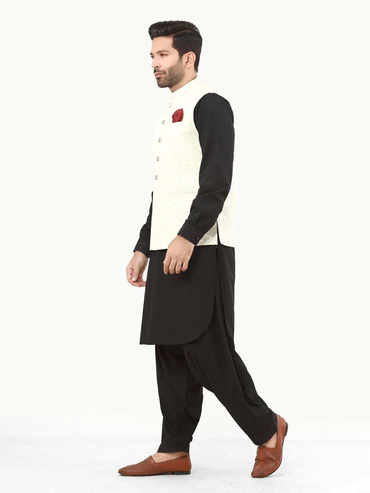 Men's Cream Waist Coat - EMTWC22-35804 - Image 3
