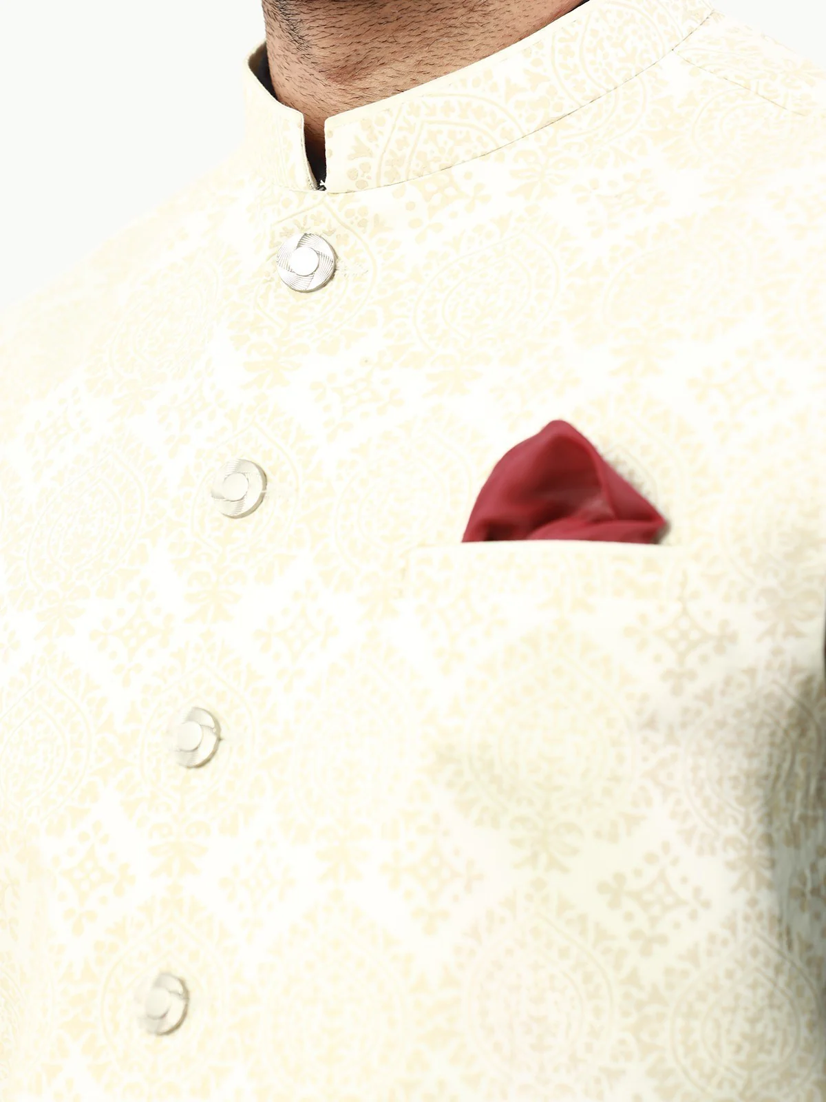 Men's Cream Waist Coat - EMTWC22-35804 - Image 4