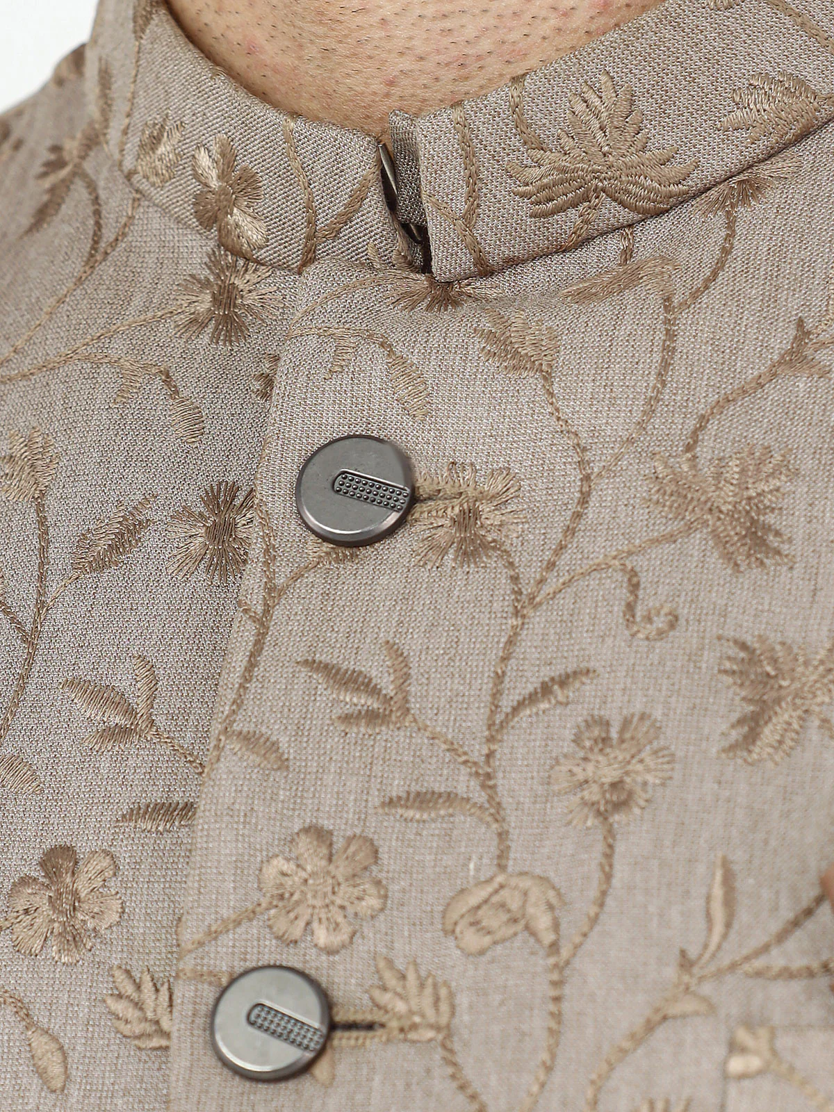 Men's Dark Beige Sherwani - EMTS22-7213 - Image 3