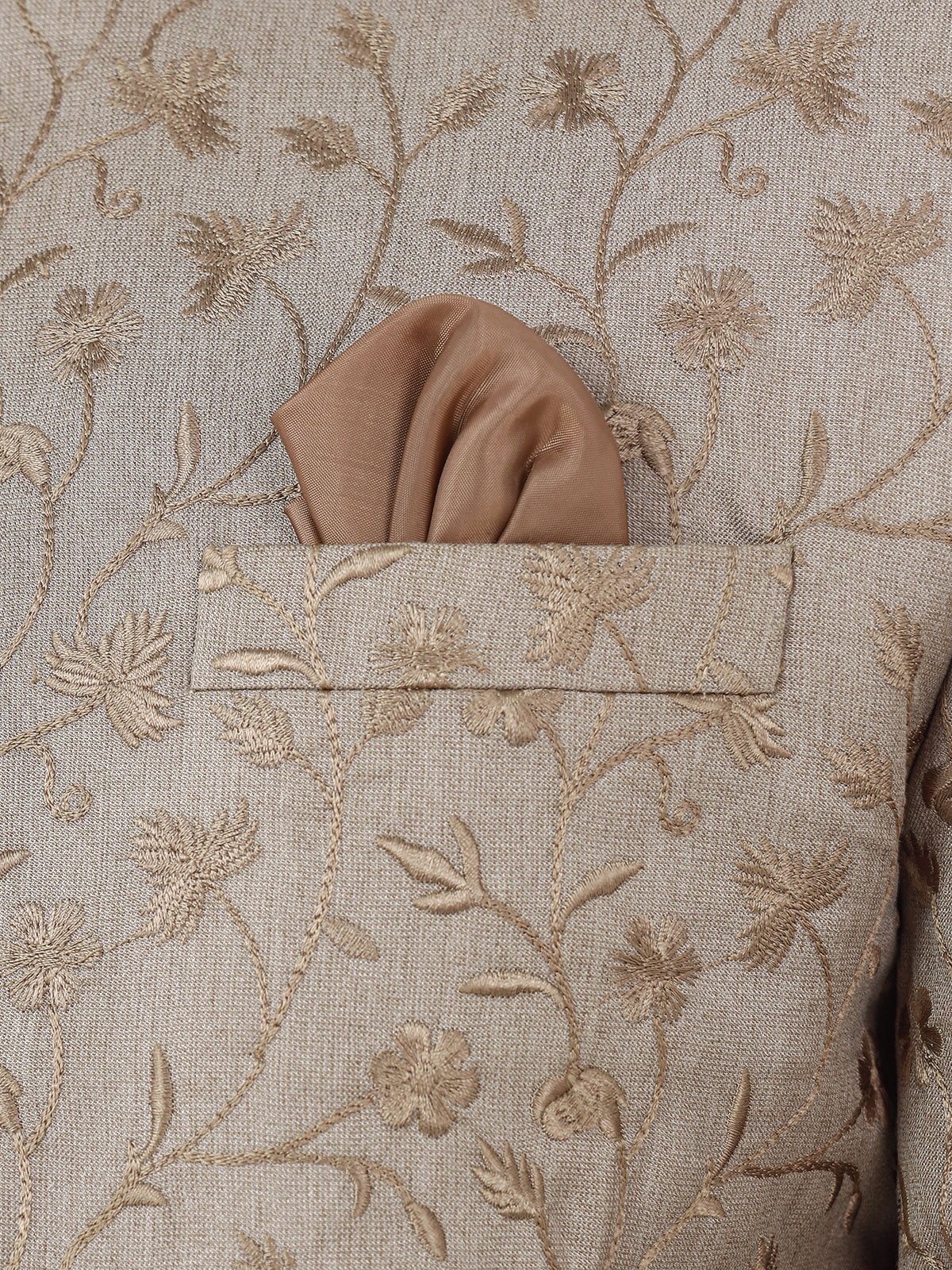 Men's Dark Beige Sherwani - EMTS22-7213 - Image 4