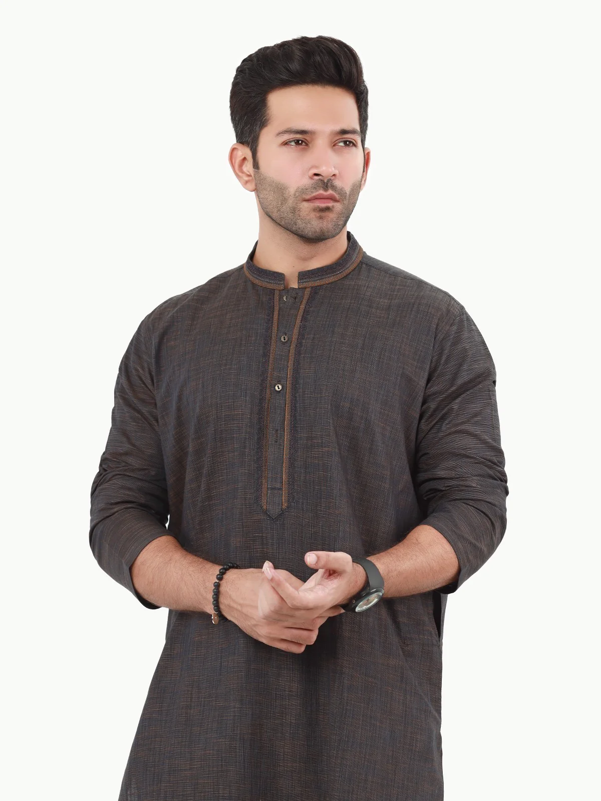 Men's Dark Brown Kurta - EMTK22S-99233 - Image 2