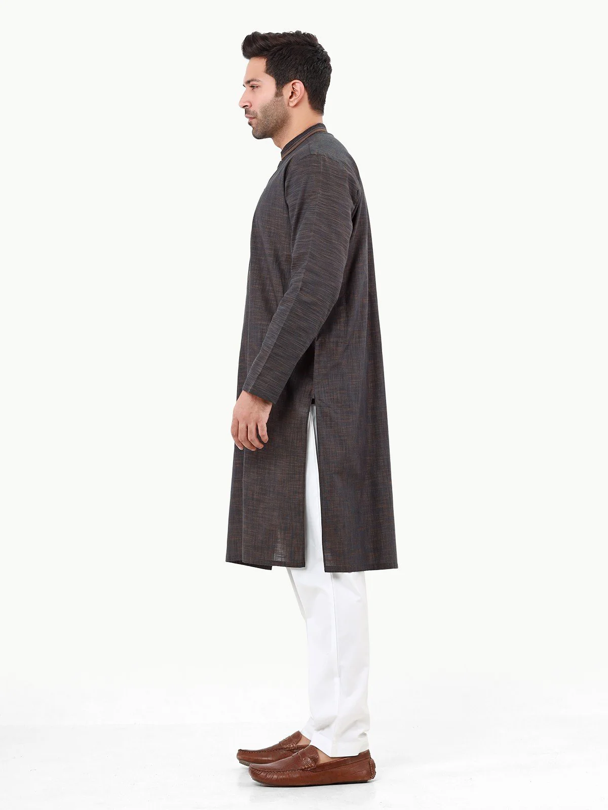 Men's Dark Brown Kurta - EMTK22S-99233 - Image 3