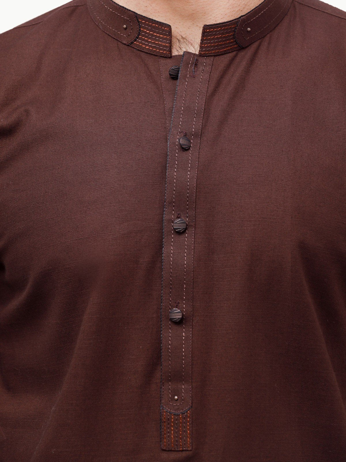 Men's Dark Brown Kurta - EMTK23-99317 - Image 4