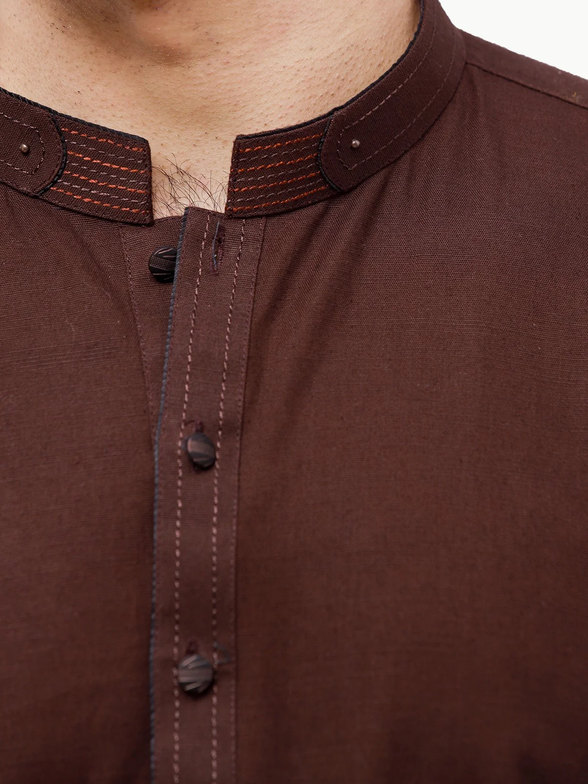 Men's Dark Brown Kurta - EMTK23-99317 - Image 5