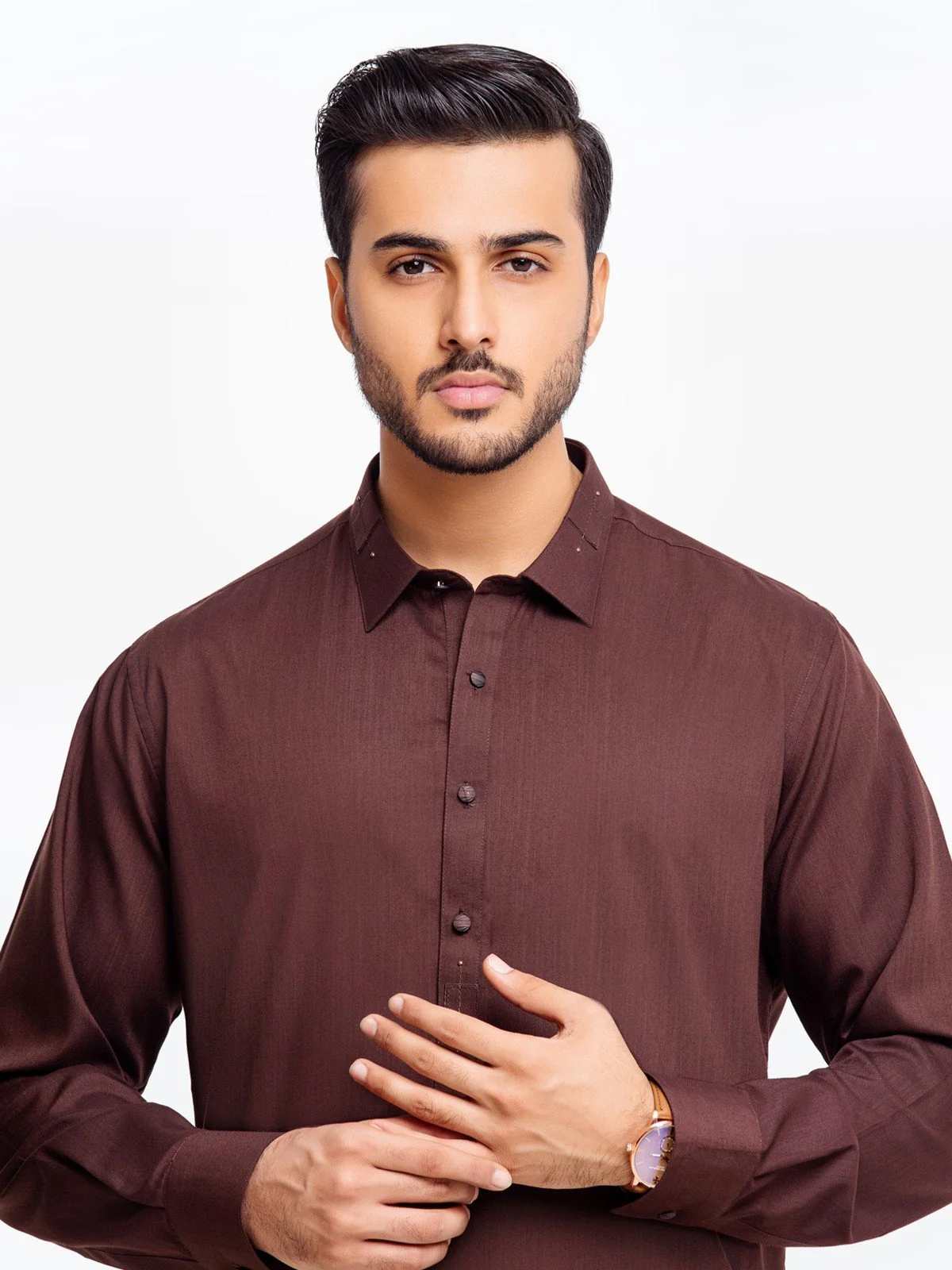 Men's Dark Brown Shalwar Kameez - EMTSW23-99351 - Image 2