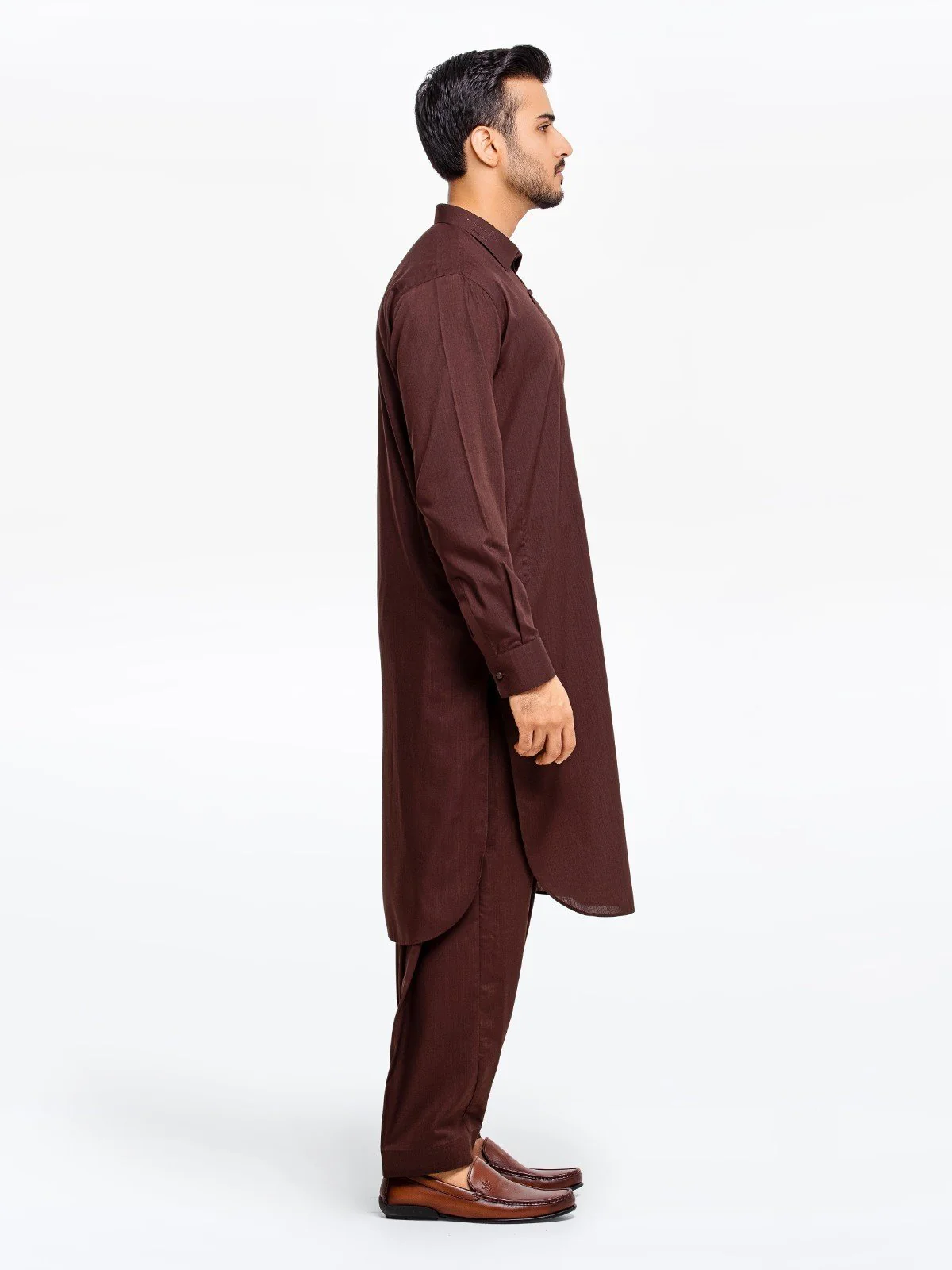 Men's Dark Brown Shalwar Kameez - EMTSW23-99351 - Image 3