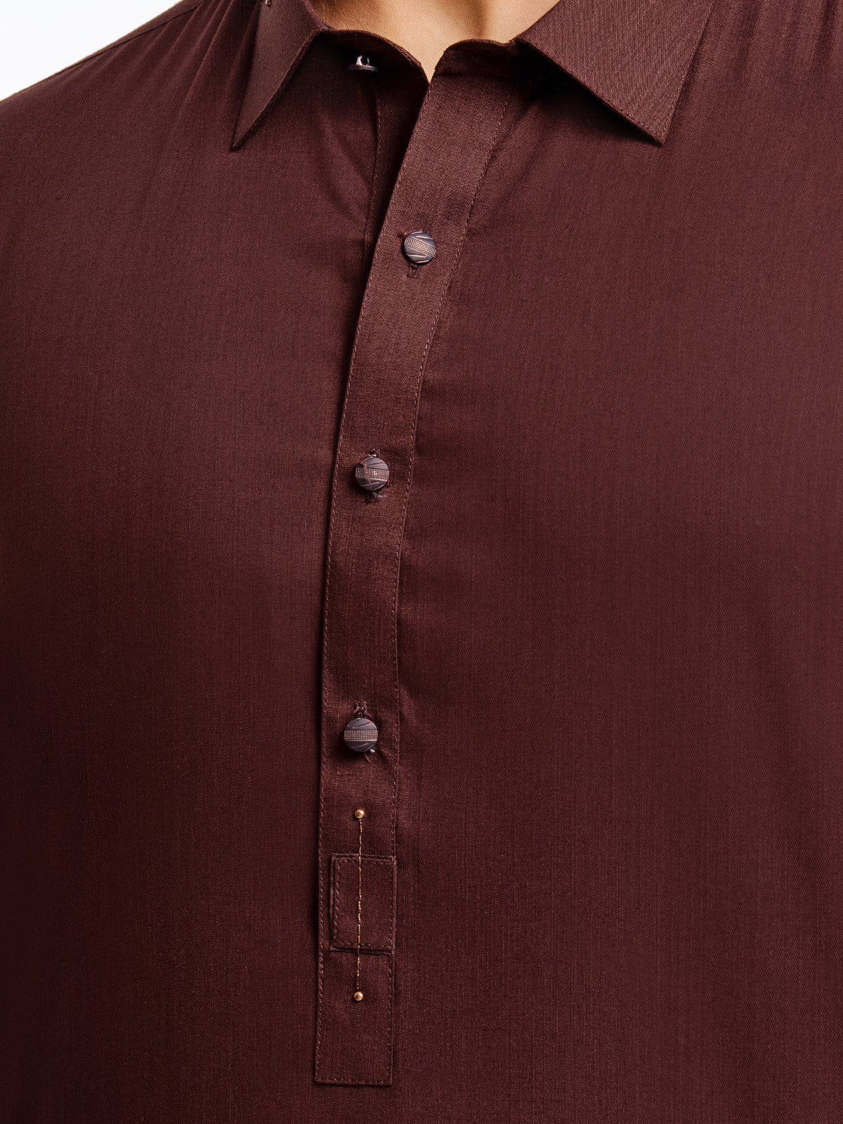 Men's Dark Brown Shalwar Kameez - EMTSW23-99351 - Image 5