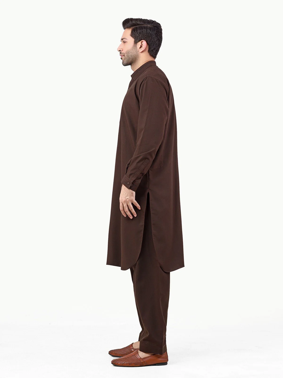 Men's Dark Brown Shalwar Kameez - EMTSW22S-99259 - Image 3