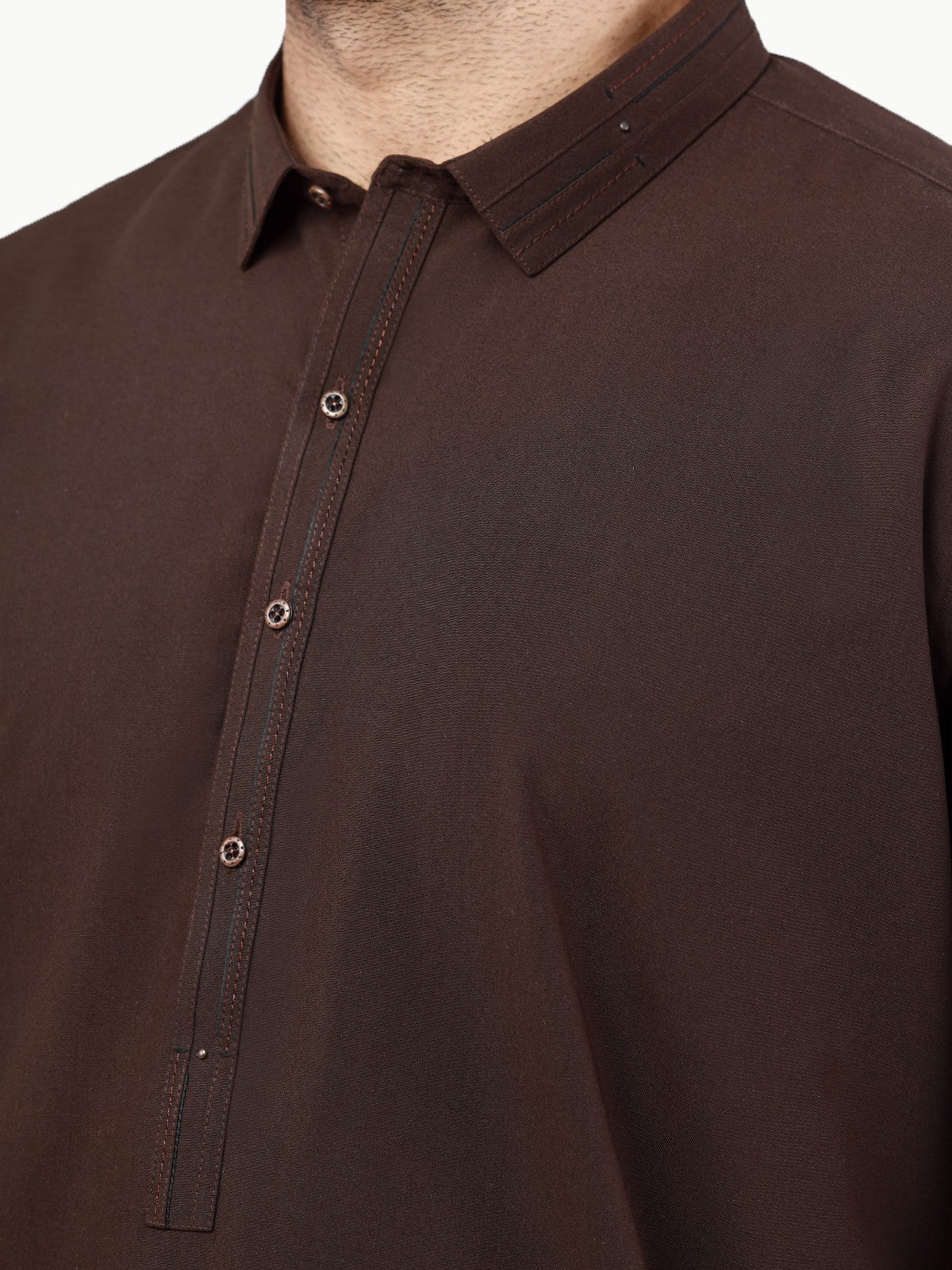 Men's Dark Brown Shalwar Kameez - EMTSW22S-99259 - Image 4