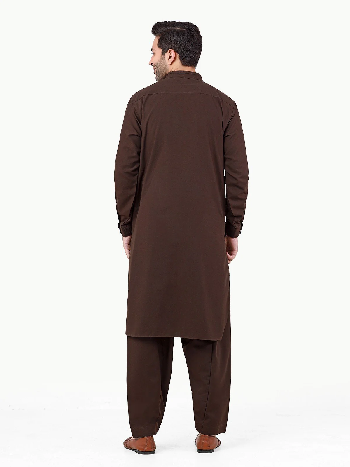 Men's Dark Brown Shalwar Kameez - EMTSW22S-99259 - Image 5
