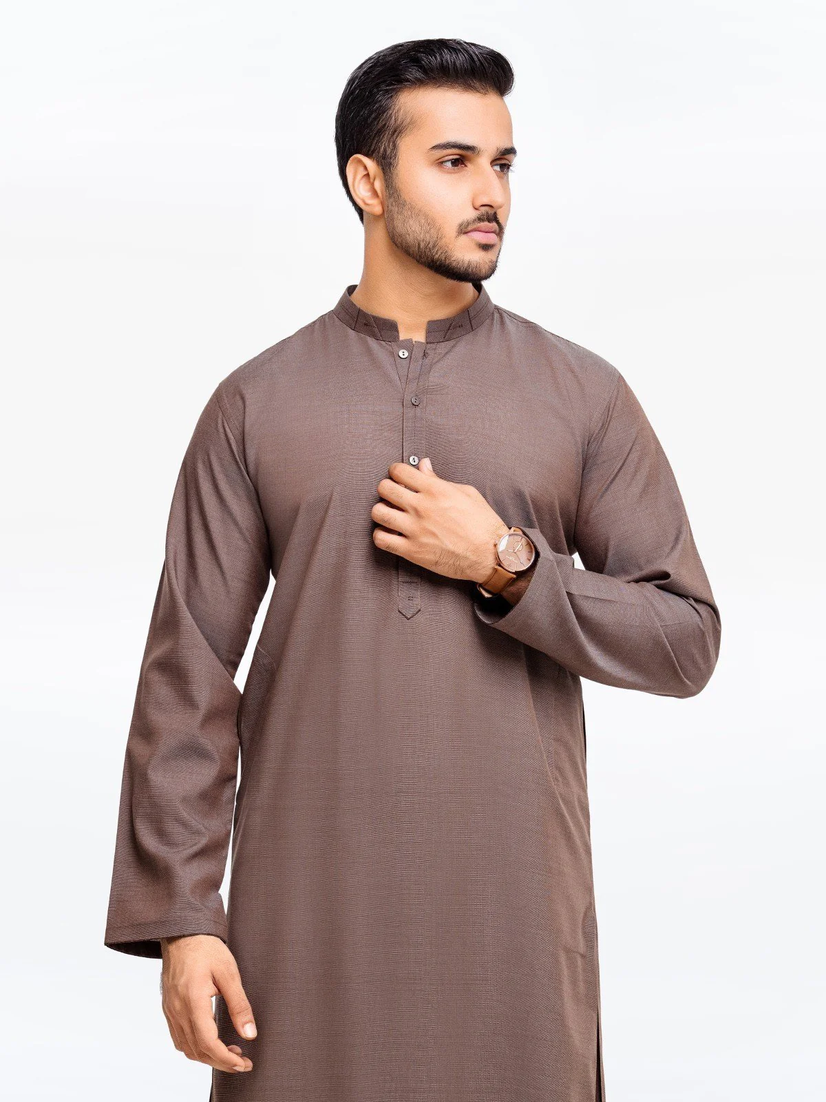Men's Dark Brown Shalwar Kameez - EMTSW23-99332 - Image 2