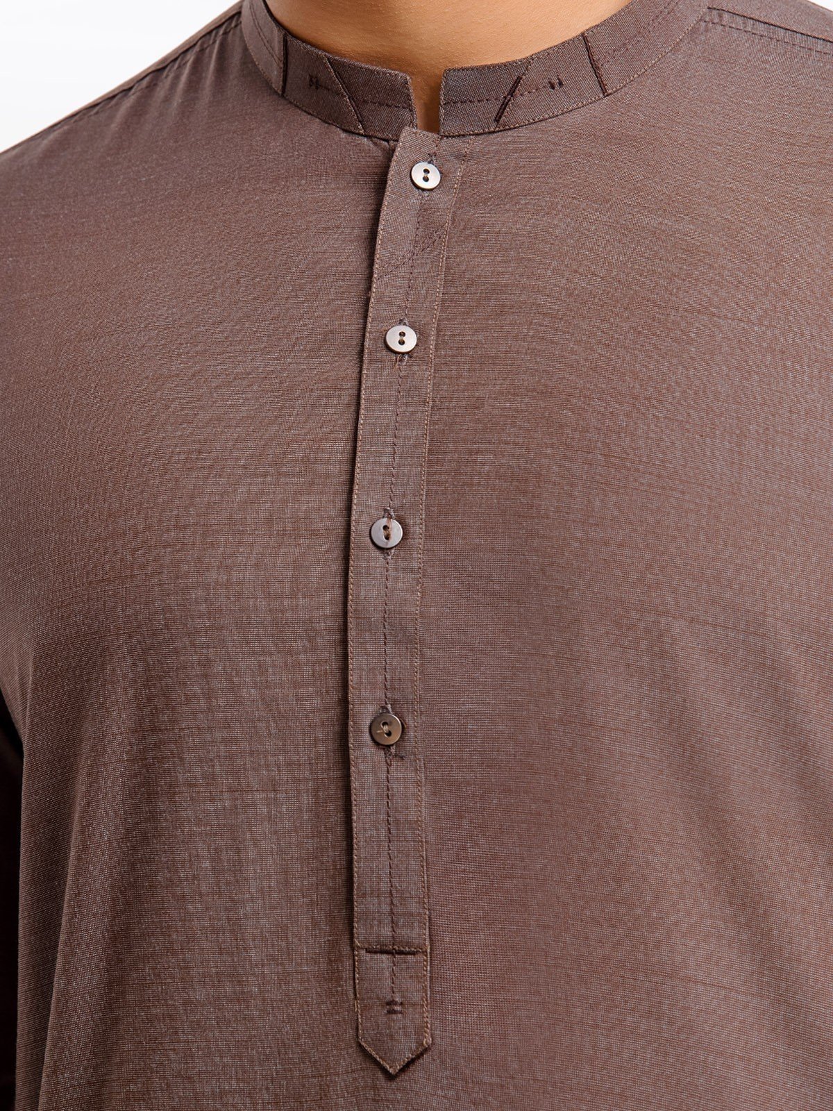 Men's Dark Brown Shalwar Kameez - EMTSW23-99332 - Image 4