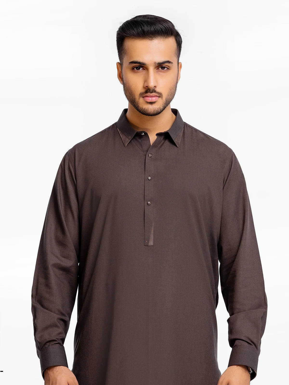 Men's Dark Brown Shalwar Kameez - EMTSW23-99374 - Image 2