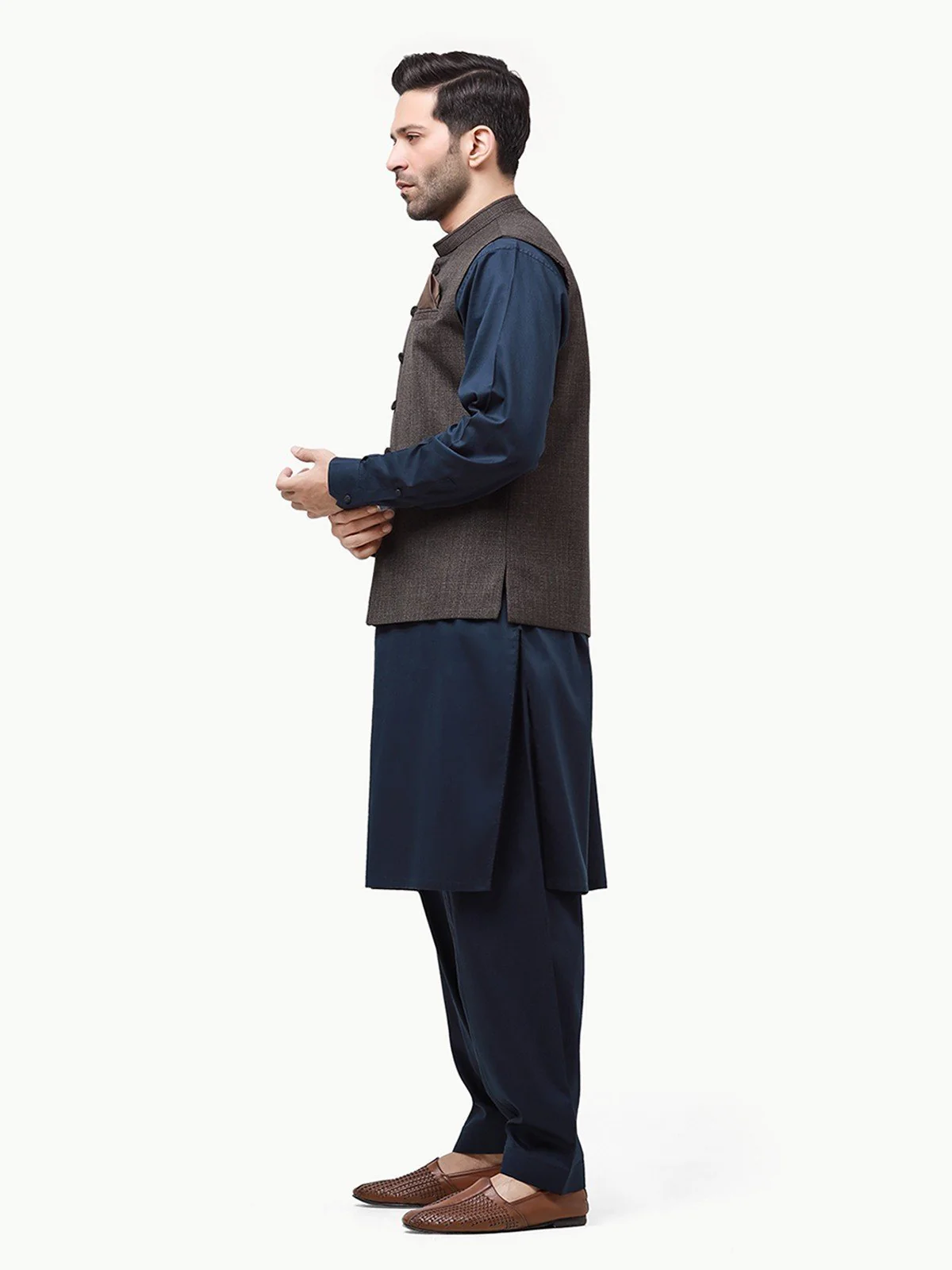 Men's Dark Brown Waist Coat - EMTWC23-35862 - Image 3