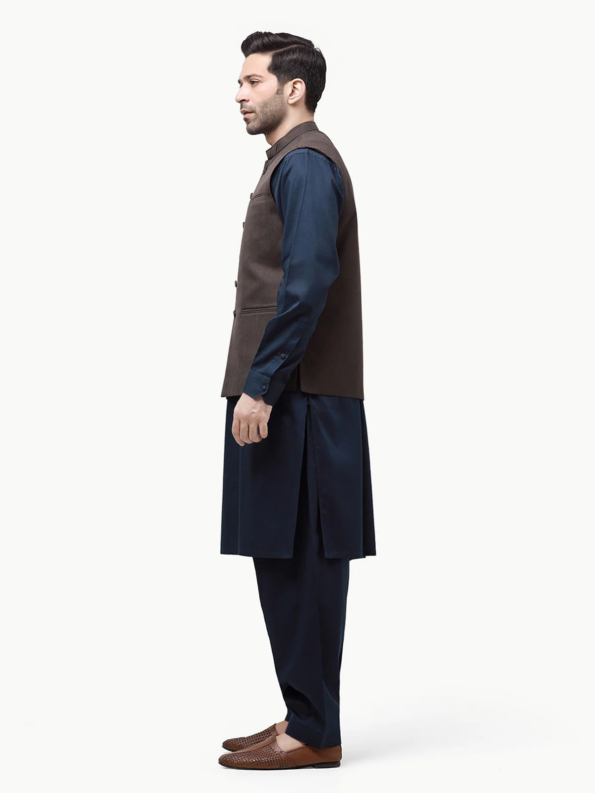 Men's Dark Brown Waist Coat - EMTWC23-35872 - Image 3
