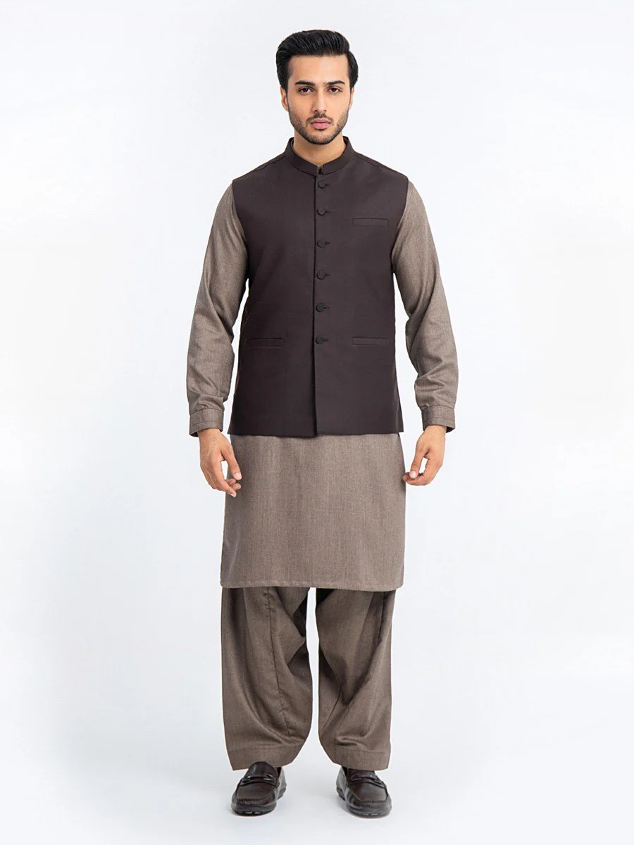 Men's Dark Brown Waist Coat - EMTWC23-35886 - Image 2