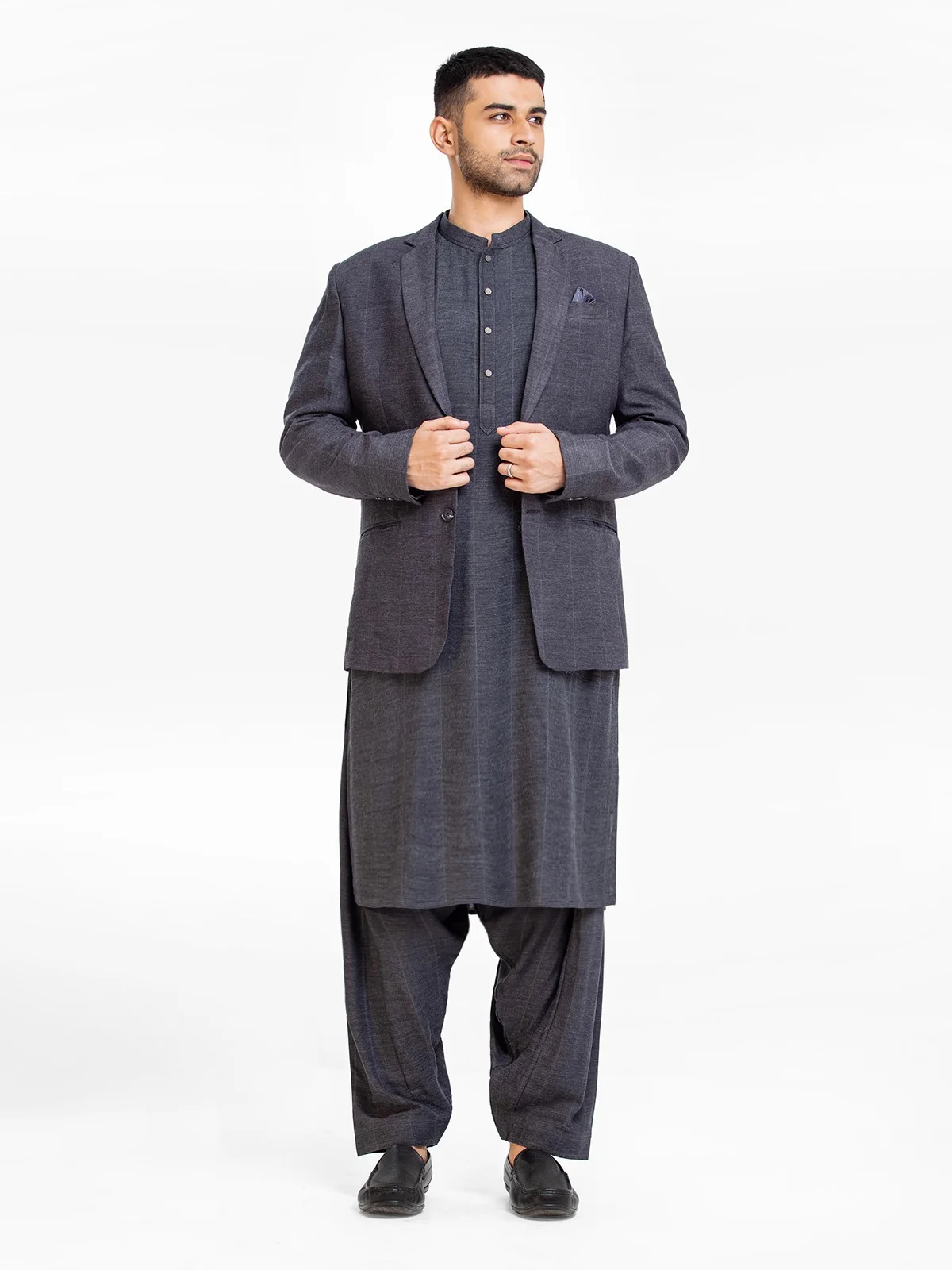 Men's Dark Charcoal Prince Coat Suit - EMTPCS22-022 - Image 3