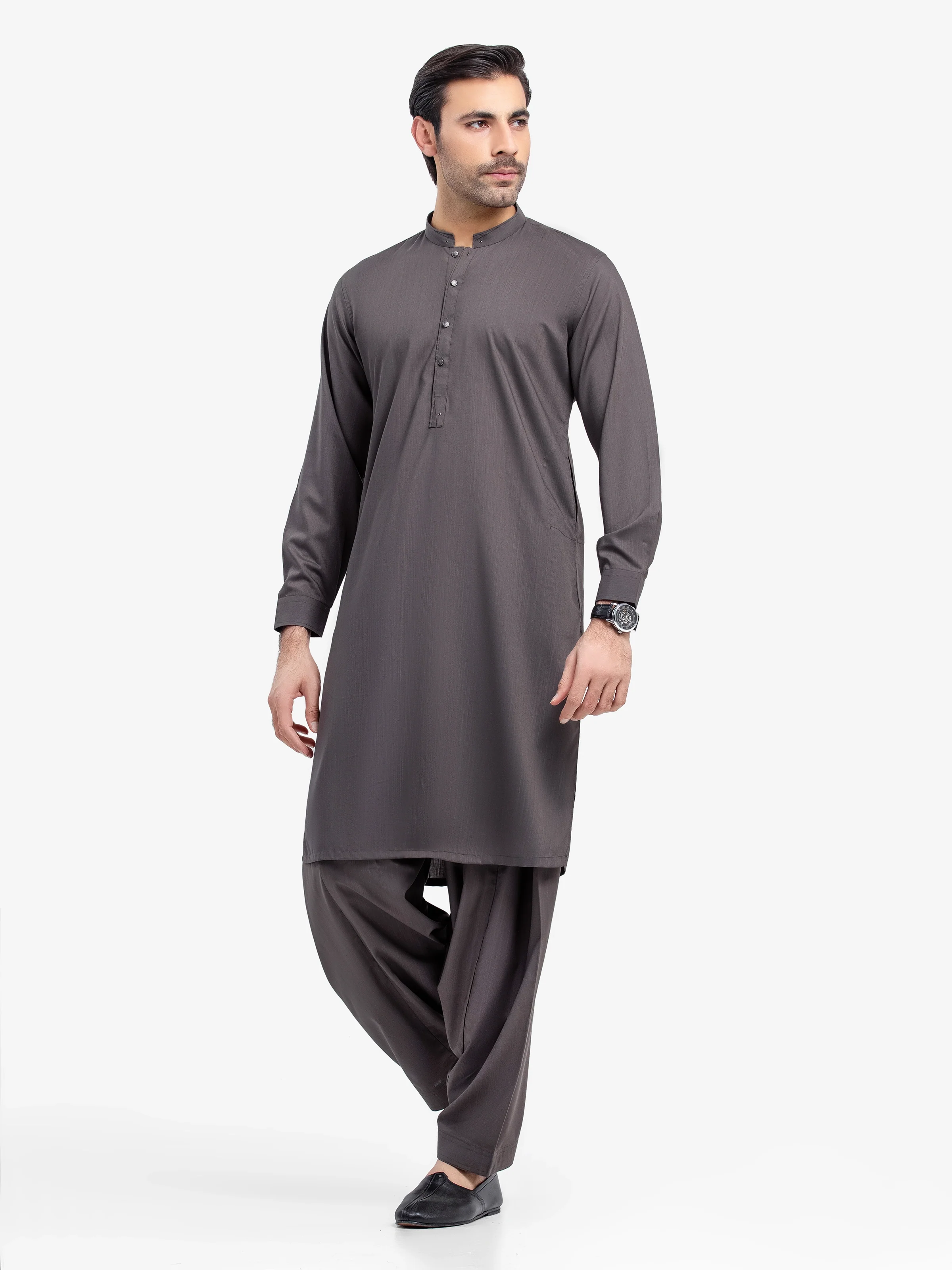 Men's Dark Coffee Shalwar Kameez - EMTSW23-99356 - Image 4