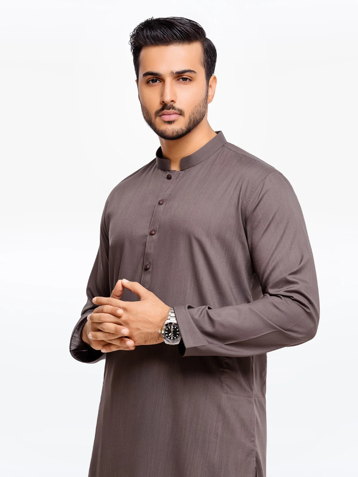 Men's Dark Coffee Shalwar Kameez - EMTSW23-99357 - Image 2