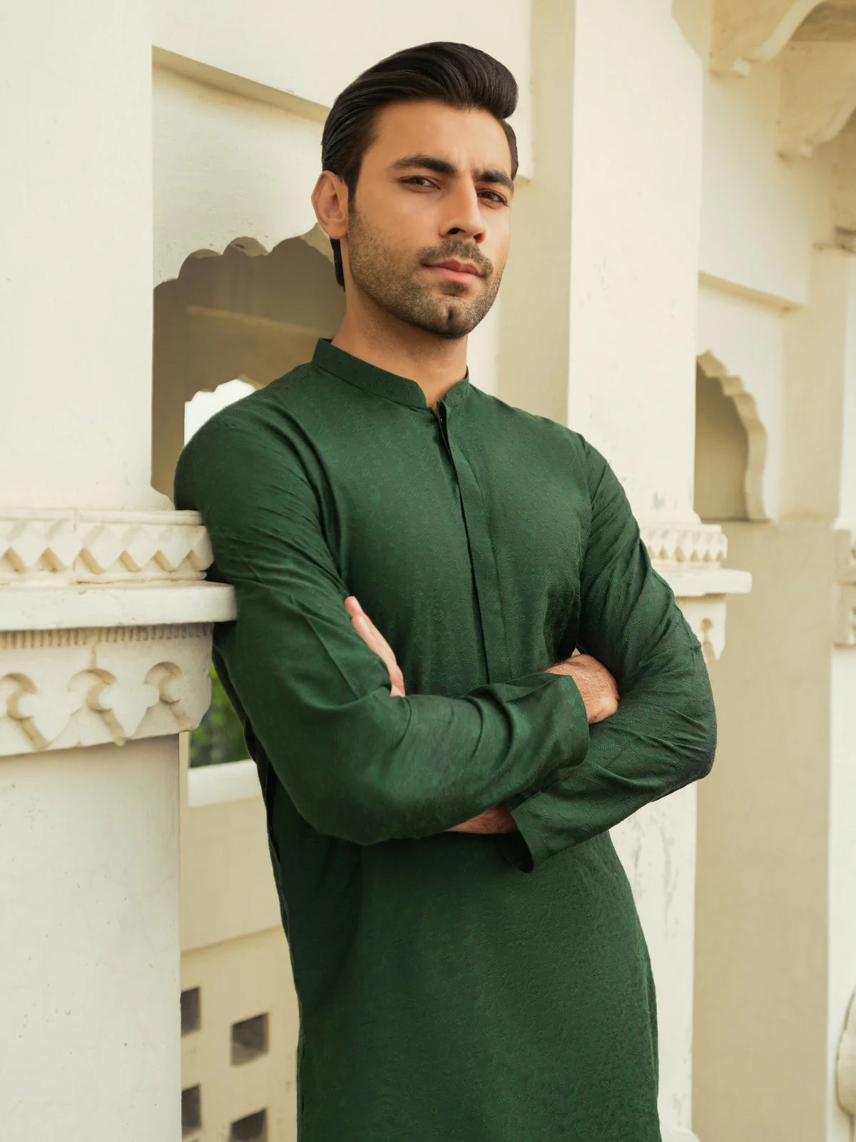 Men's Dark Green Kurta Ceremonial - EMTKC23-102 - Image 2