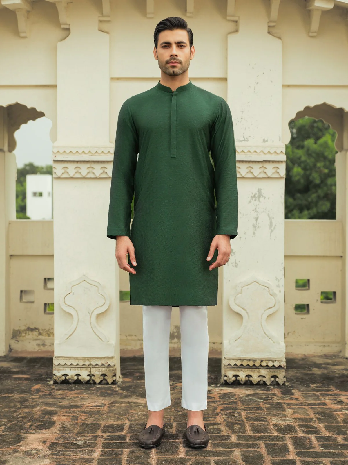 Men's Dark Green Kurta Ceremonial - EMTKC23-102 - Image 4