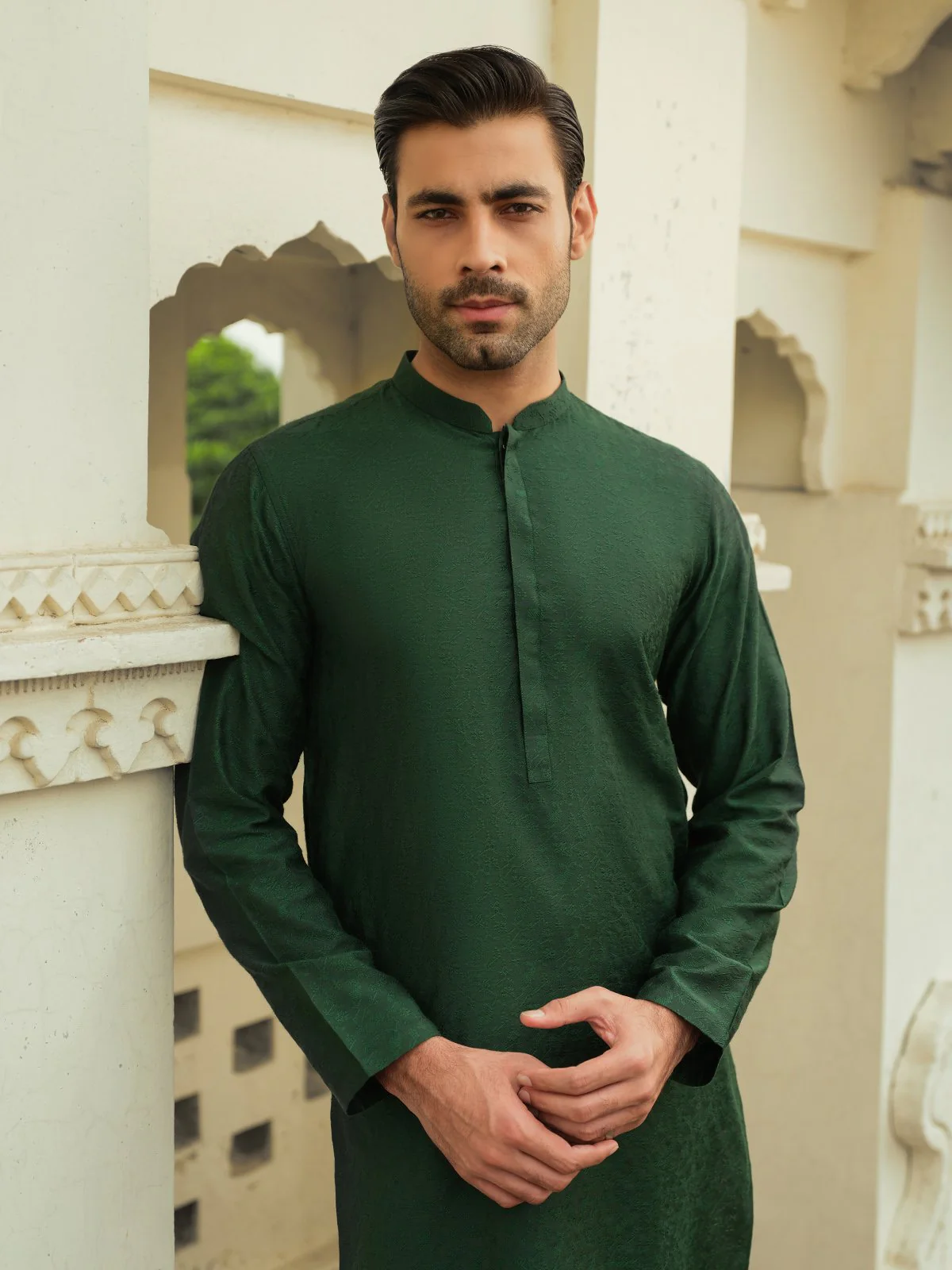 Men's Dark Green Kurta Ceremonial - EMTKC23-102 - Image 5