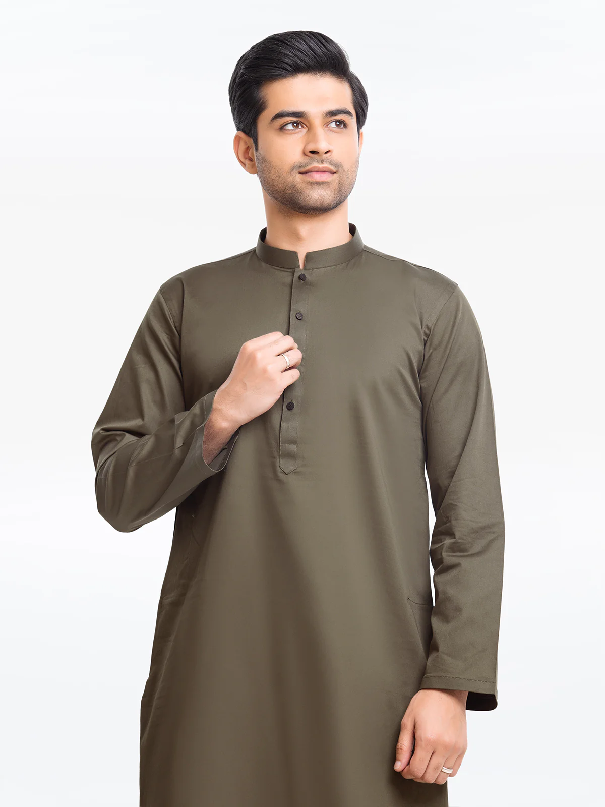 Men's Dark Green Kurta - EMTK23-99352 - Image 2