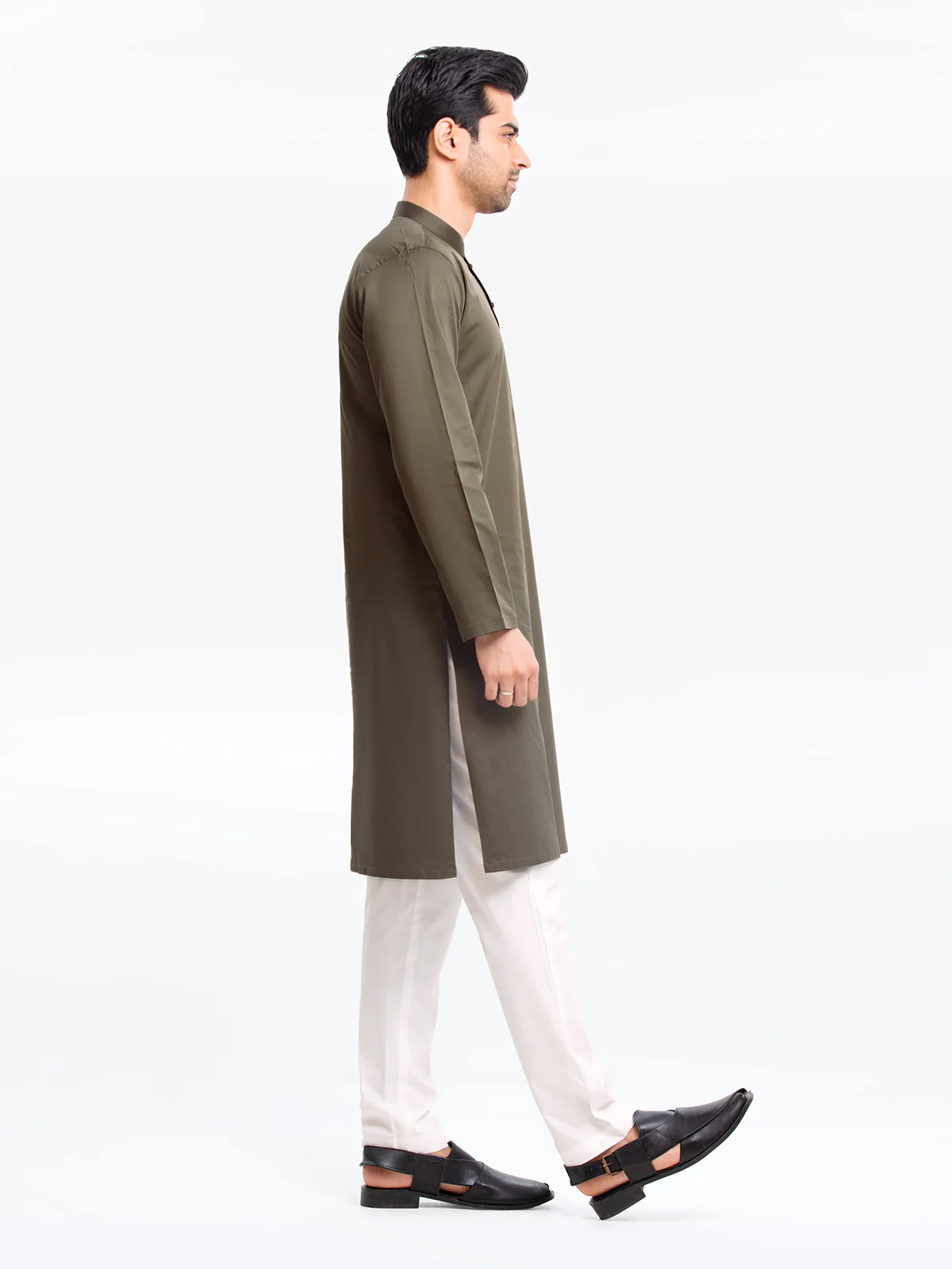 Men's Dark Green Kurta - EMTK23-99352 - Image 4
