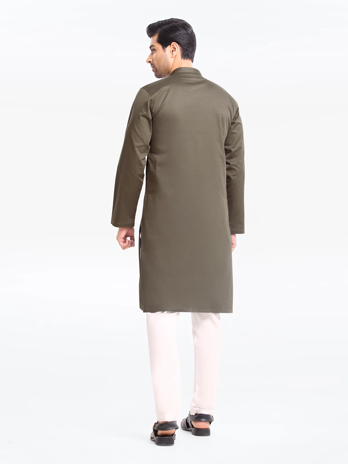Men's Dark Green Kurta - EMTK23-99352 - Image 5