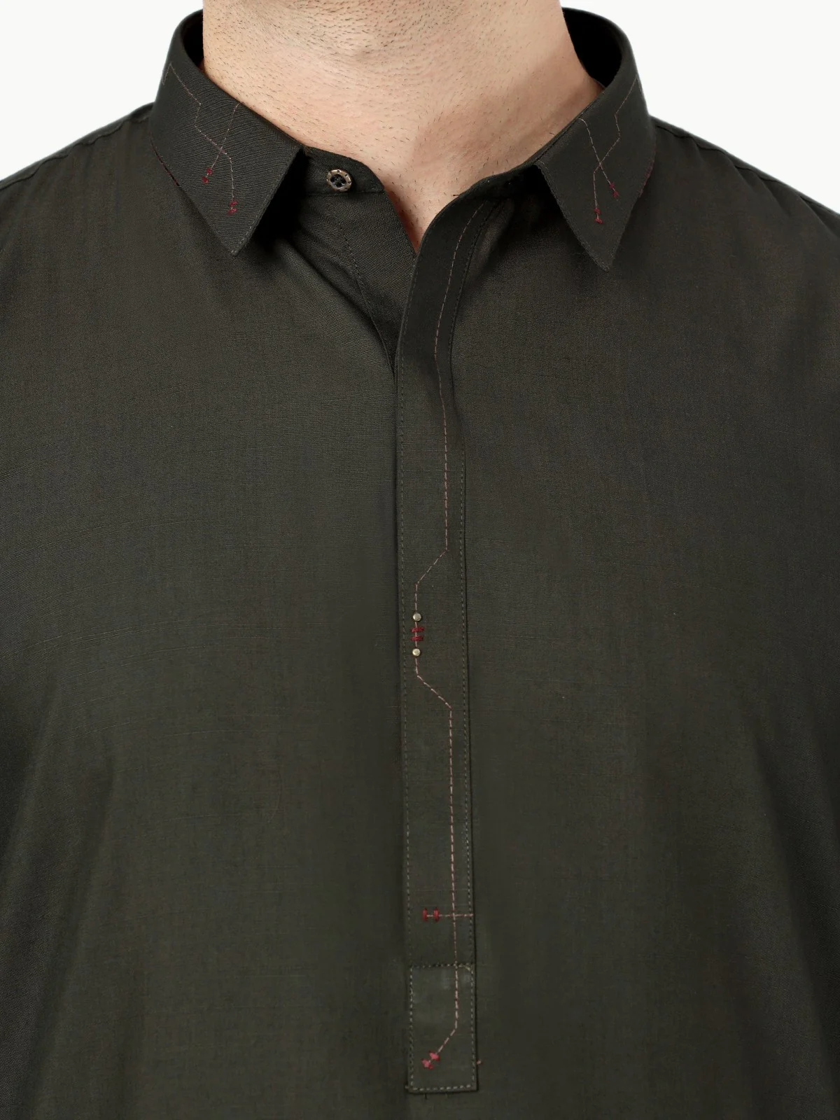 Men's Dark Green Shalwar Kameez - EMTSW23-99289 - Image 4