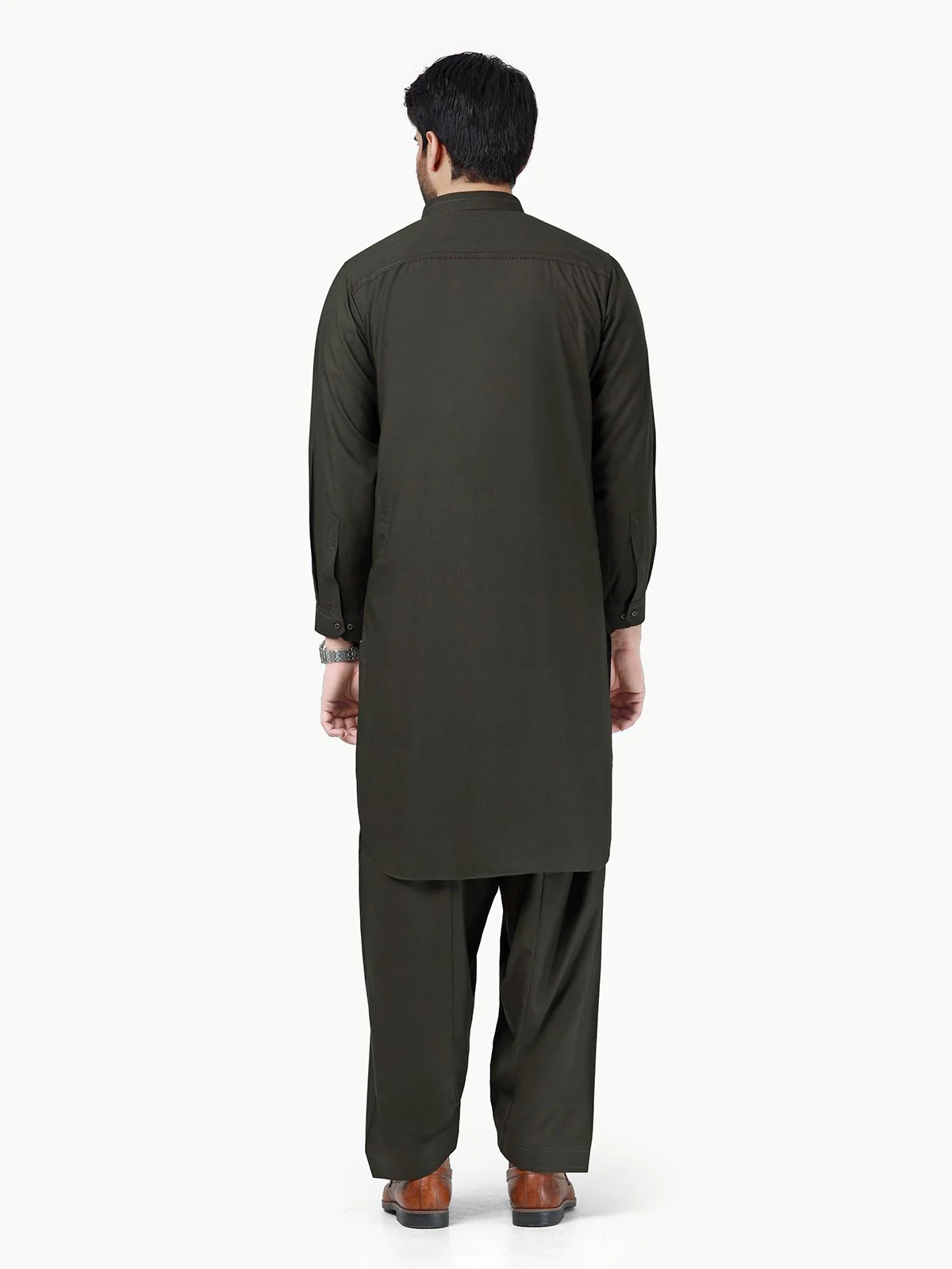 Men's Dark Green Shalwar Kameez - EMTSW23-99289 - Image 5