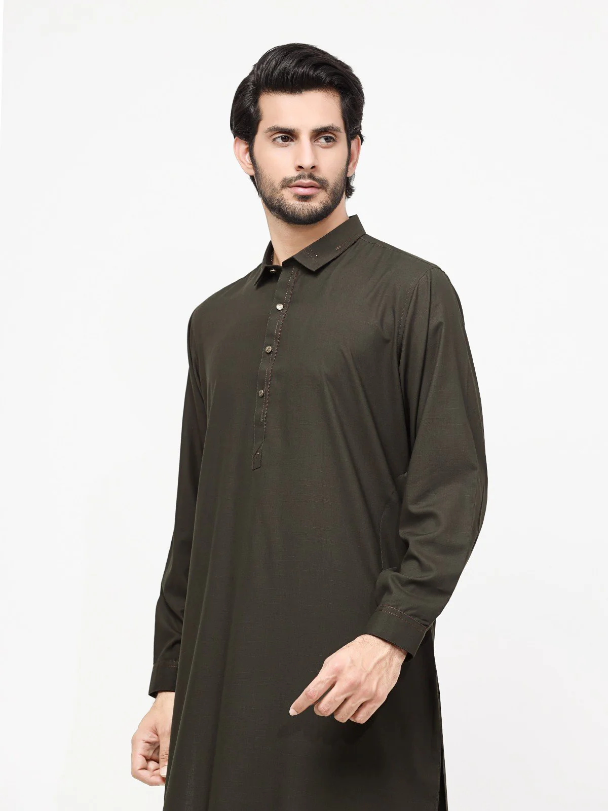 Men's Dark Green Shalwar Kameez - EMTSW23-99292 - Image 2