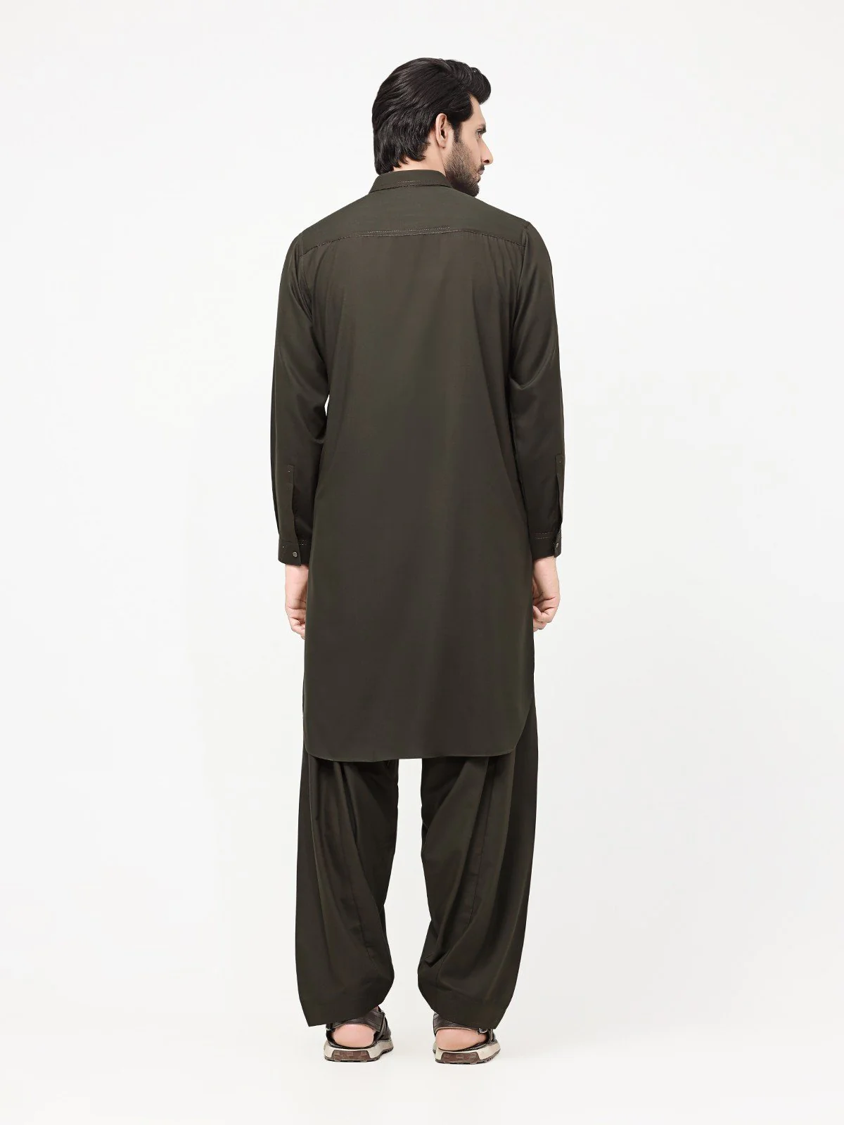Men's Dark Green Shalwar Kameez - EMTSW23-99292 - Image 5