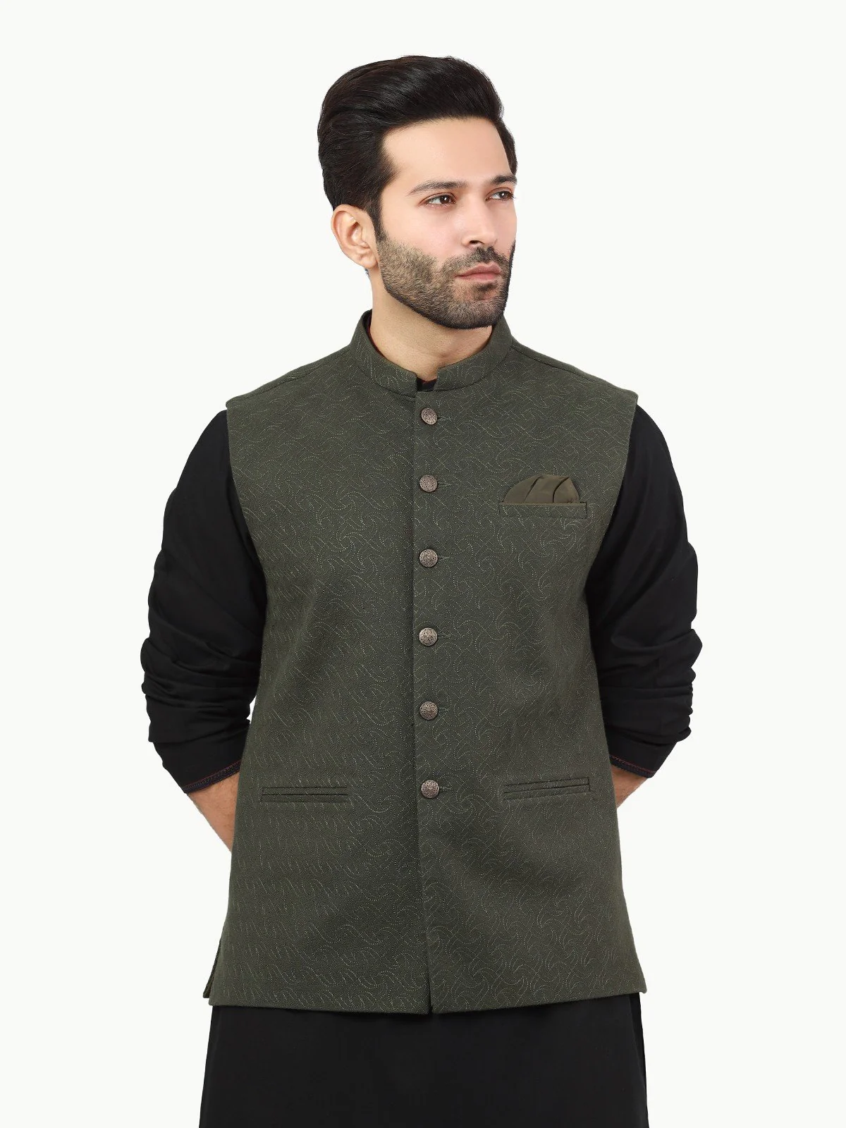 Men's Dark Green Waist Coat Ceremonial - EMTWCC22-152 - Image 2