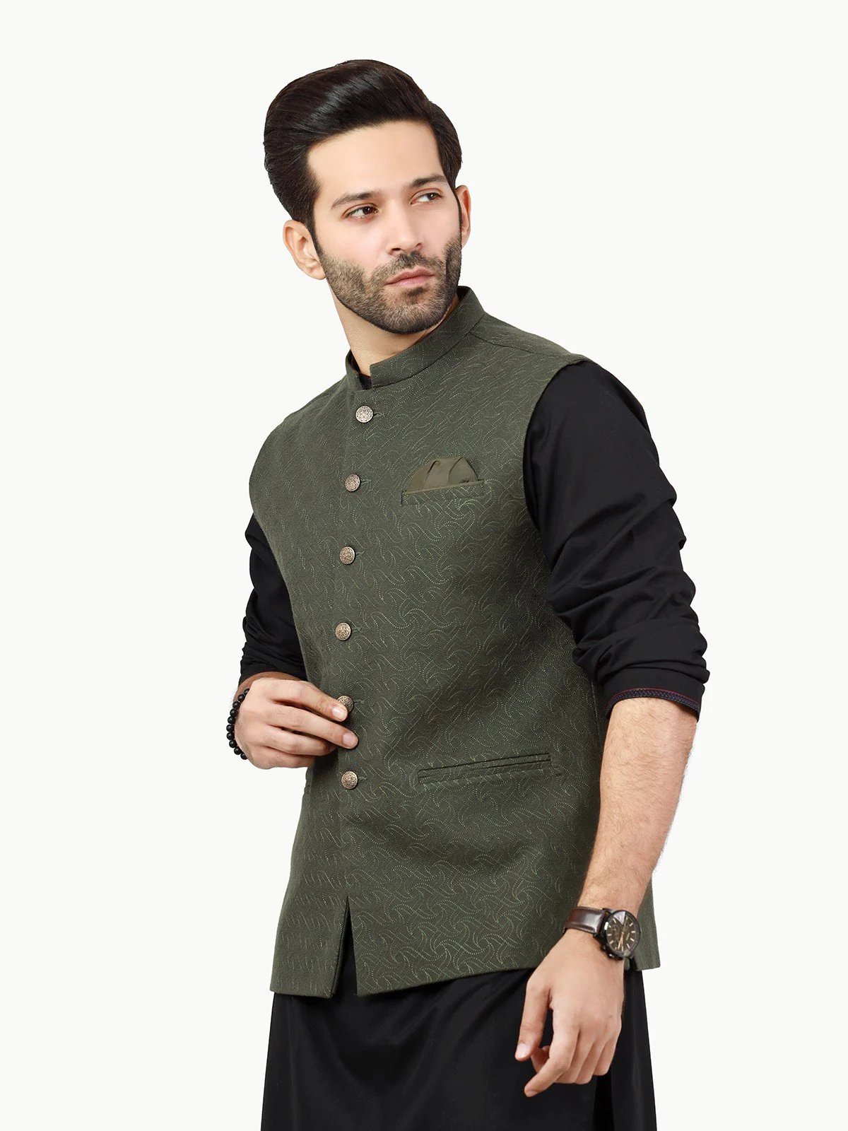 Men's Dark Green Waist Coat Ceremonial - EMTWCC22-152 - Image 3