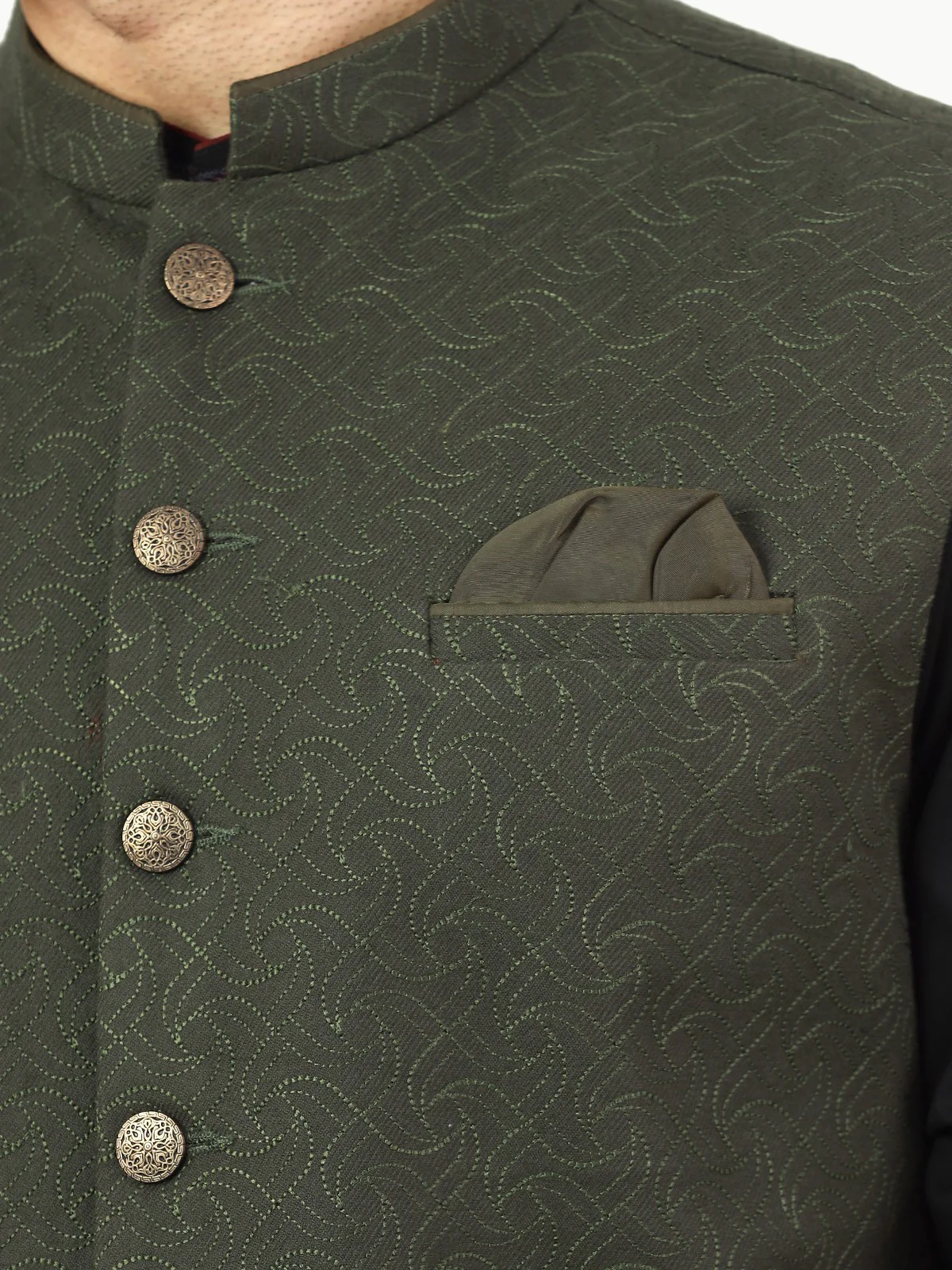 Men's Dark Green Waist Coat Ceremonial - EMTWCC22-152 - Image 4