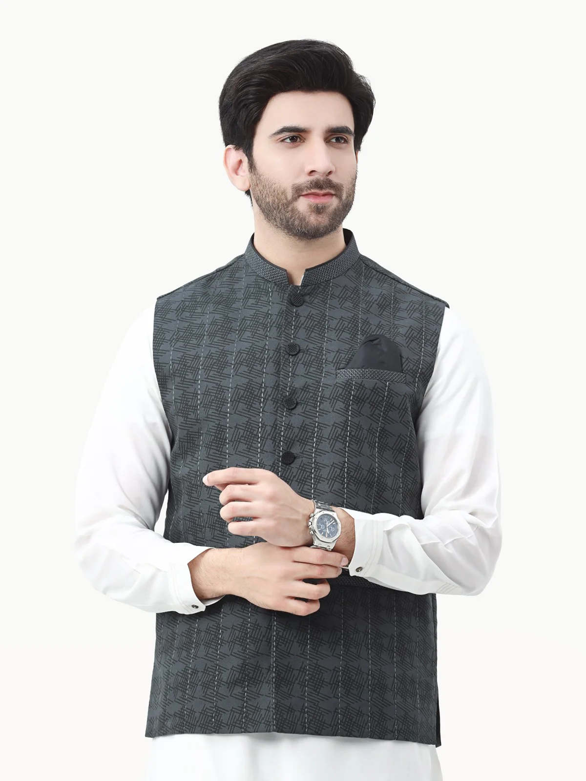 Men's Dark Green Waist Coat - EMTWC22-35763 - Image 2