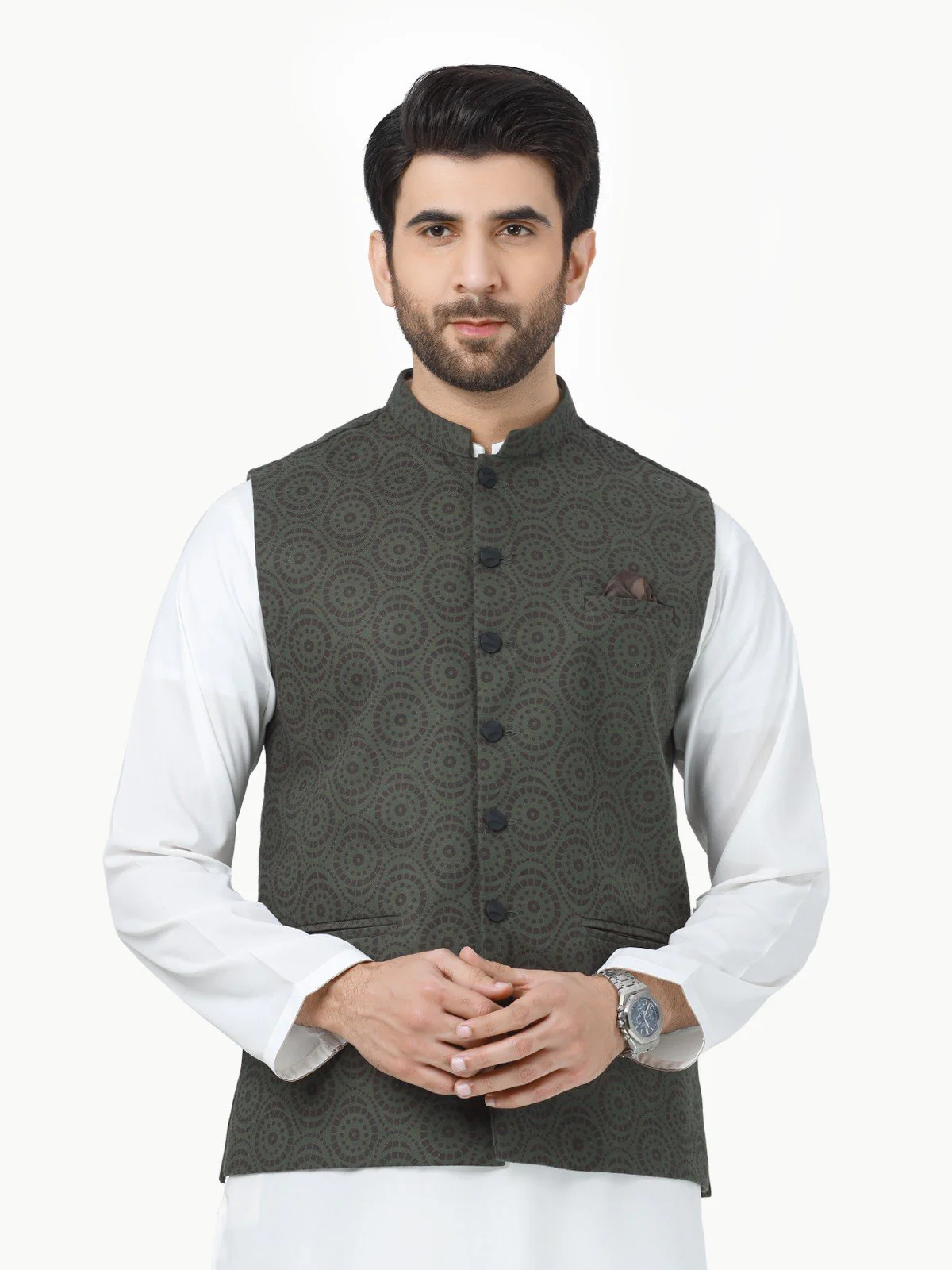 Men's Dark Green Waist Coat - EMTWC22-35830 - Image 2